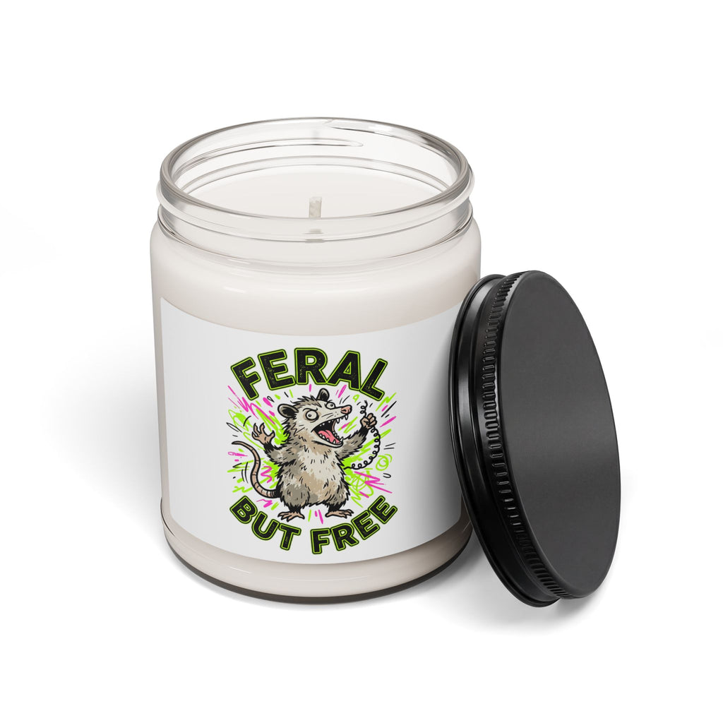 Feral But Free candle | Scented Soy Candle, 9oz, quirky chaotic millennial humor