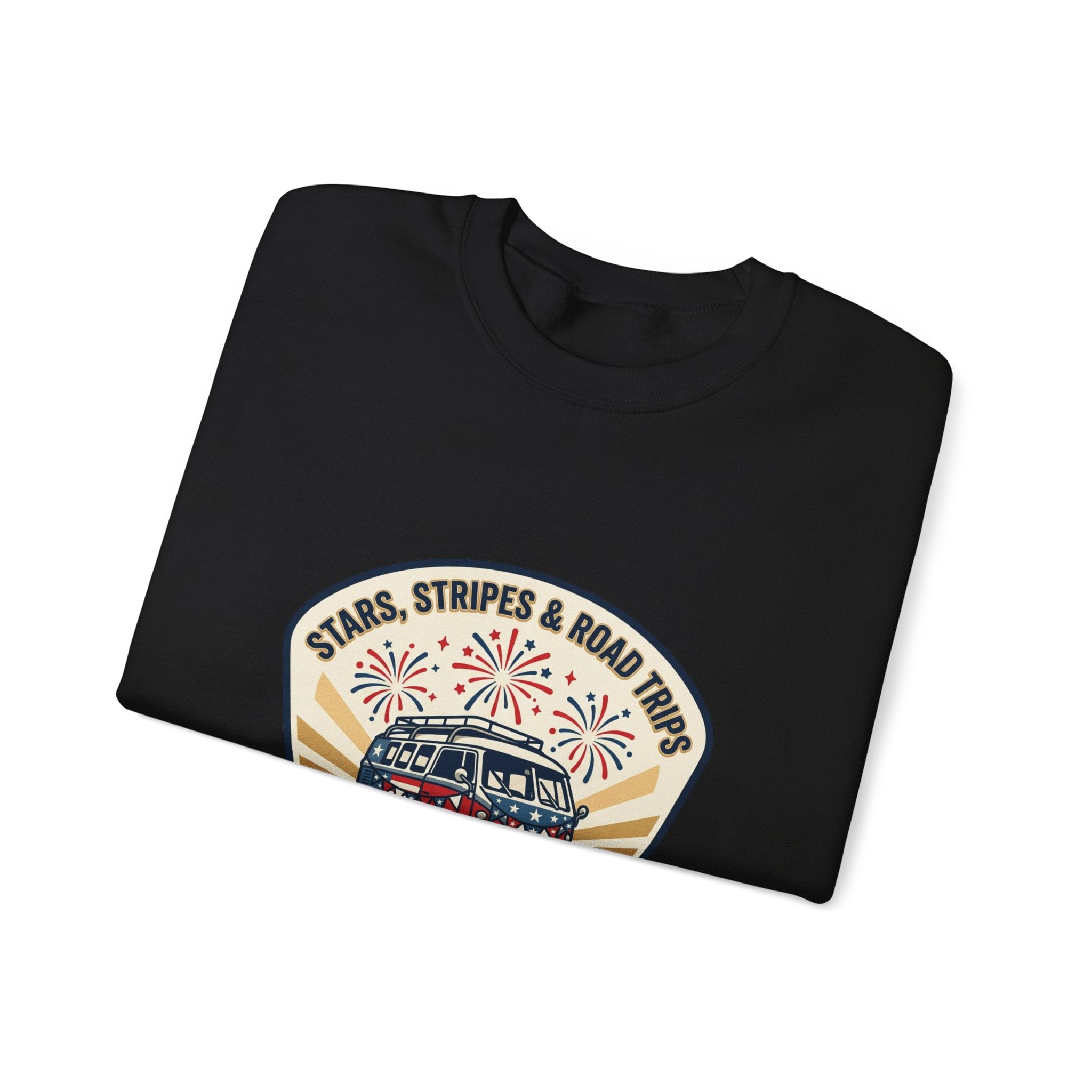 Retro VW Camper Fourth of July Sweatshirt | vintage USA, red white blue