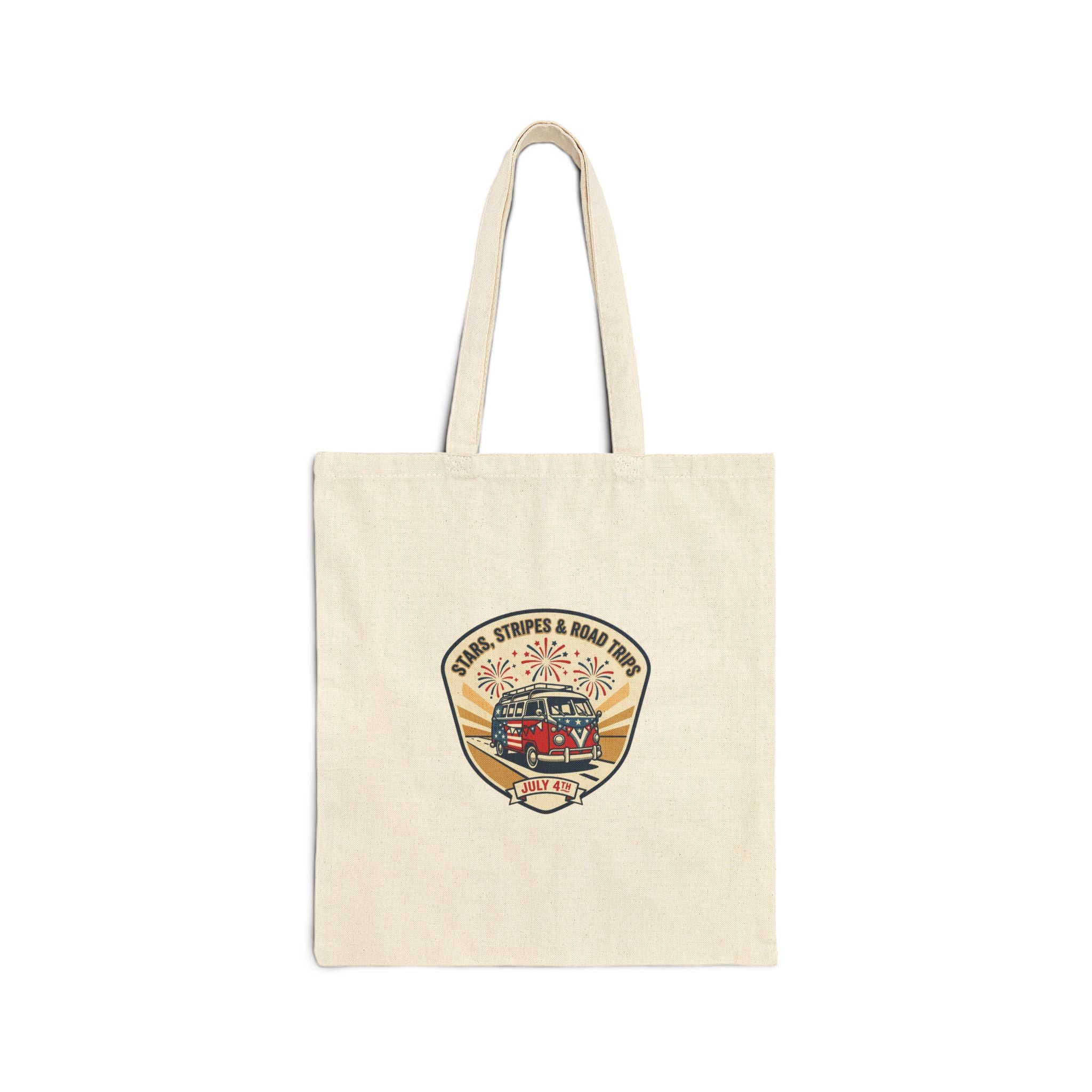 Retro Americana Road Trip Tote, vintage USA red white blue | coastal summer