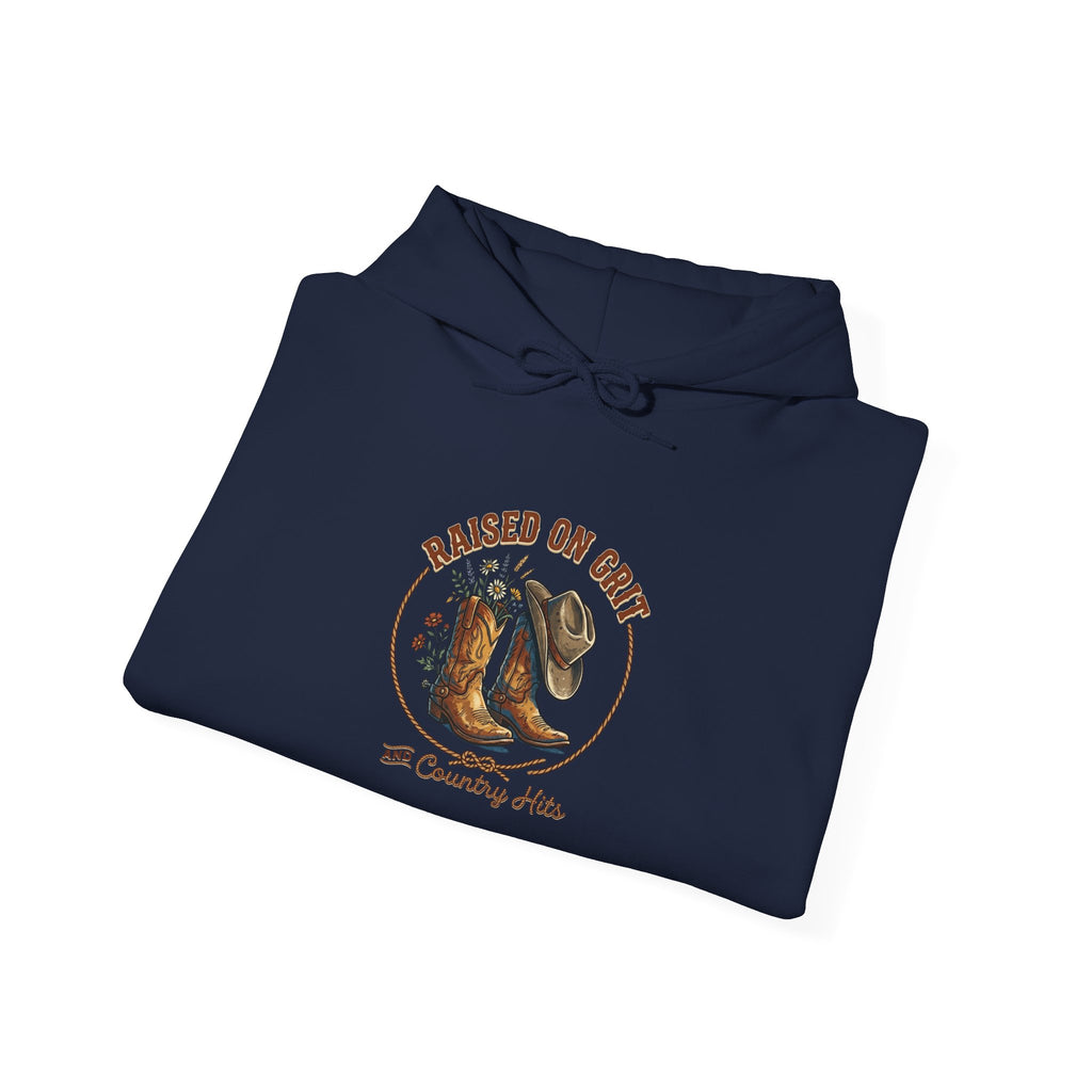 Raised on Grit Cowboy Boots Hoodie | western, rustic
