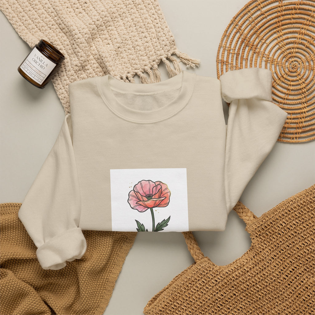Birth Month Flower Crewneck, Personalized Botanical Watercolor Sweatshirt | Custom Name
