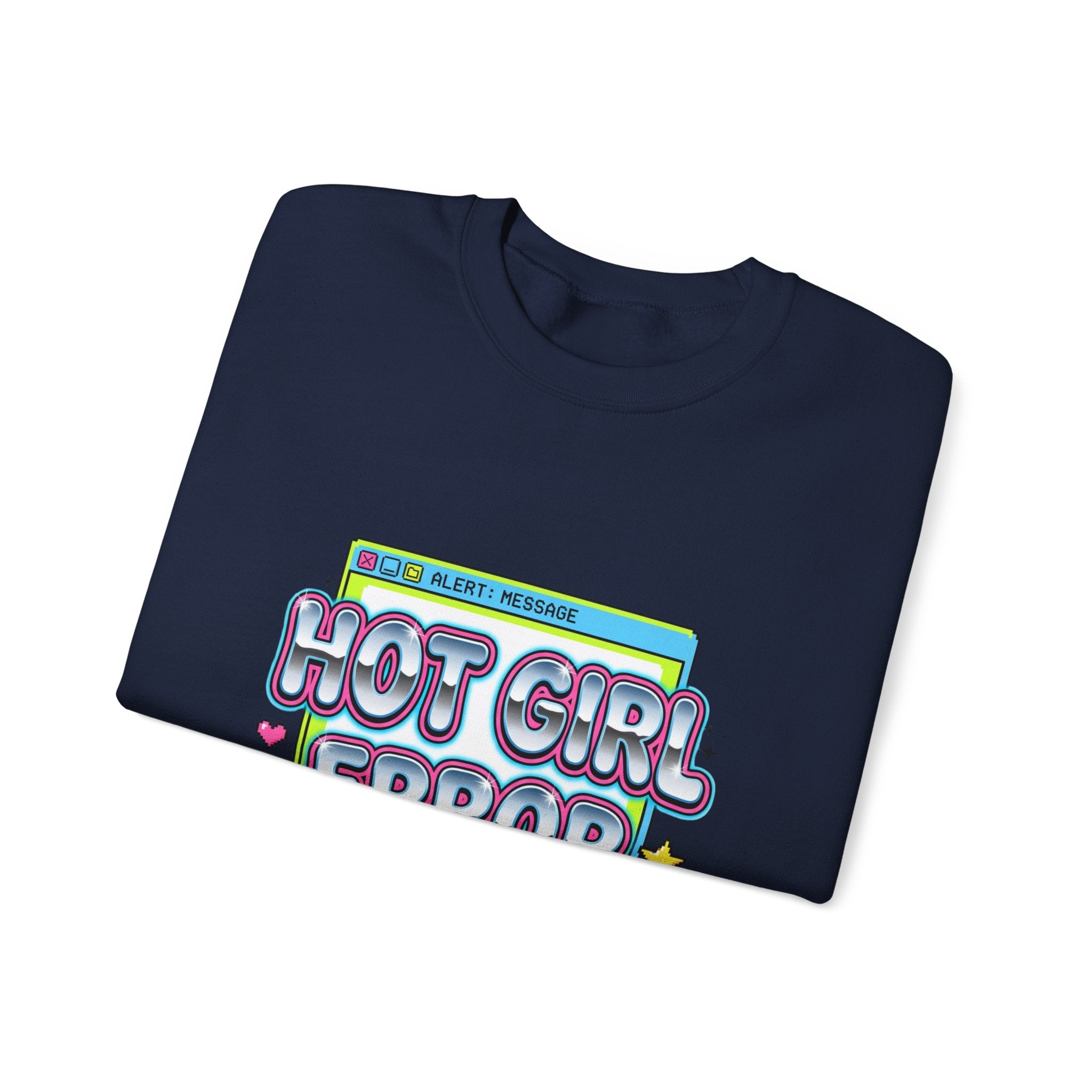 Hot Girl Error 404 Sweatshirt | Y2K slogan, cyber glitter, hot pink accents