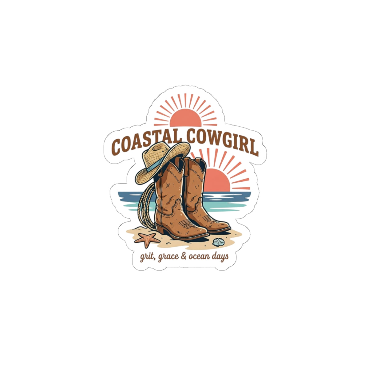 Coastal Cowgirl Boots Sticker | western rustic prairie rodeo