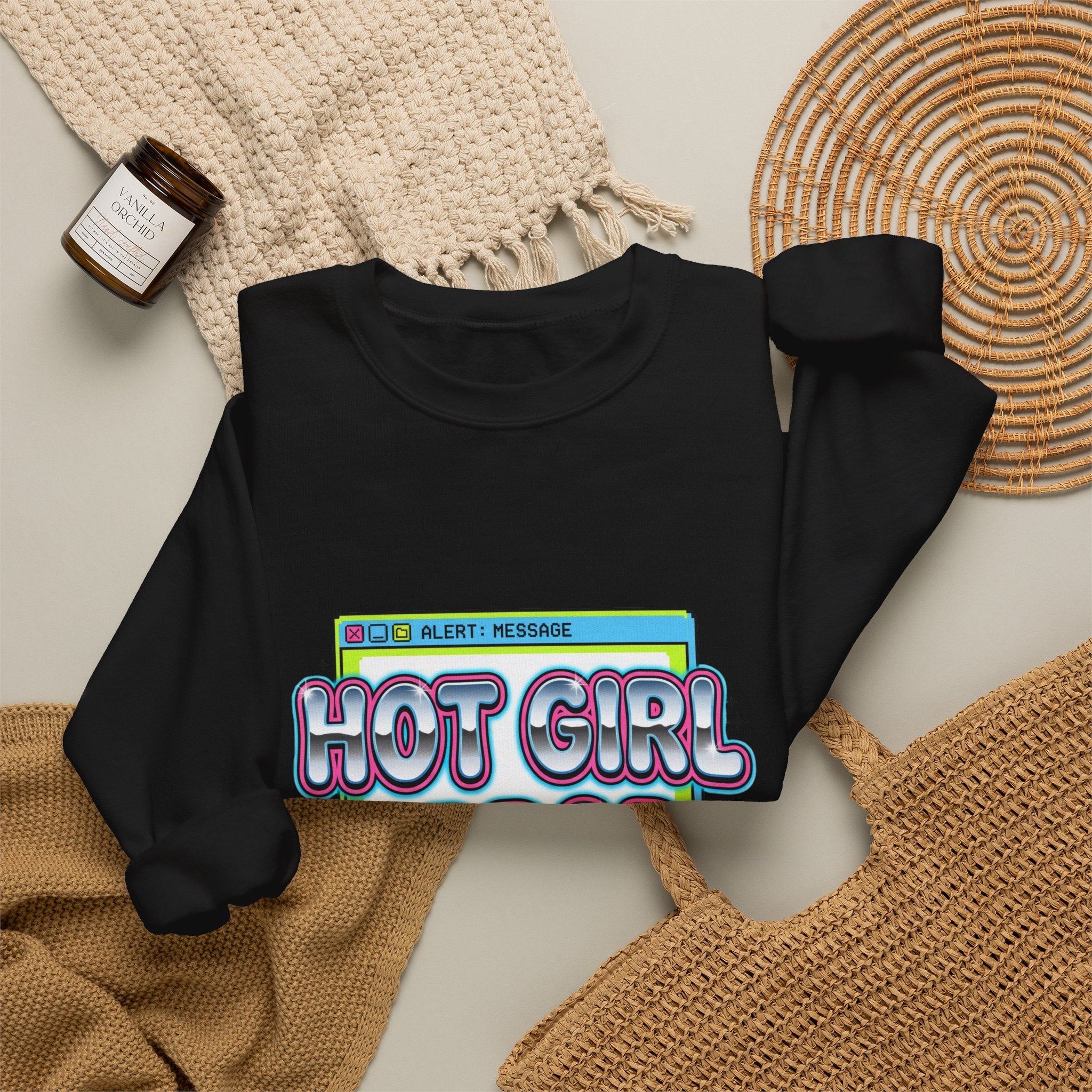 Hot Girl Error 404 Sweatshirt | Y2K slogan, cyber glitter, hot pink accents