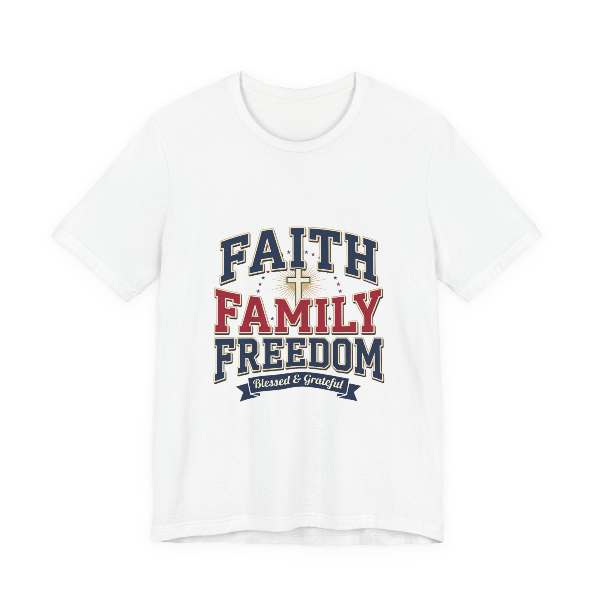 Faith Family Freedom Tee | Faith-based Patriotic July 4th, Vintage Americana