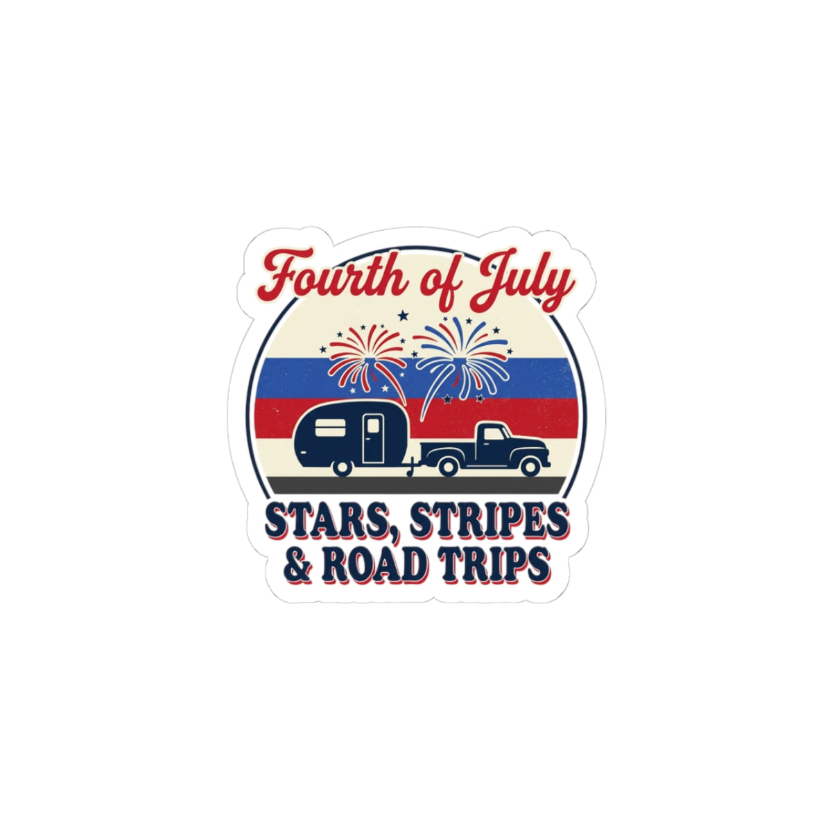 Fourth of July Road Trip Sticker | vintage Americana, red white blue