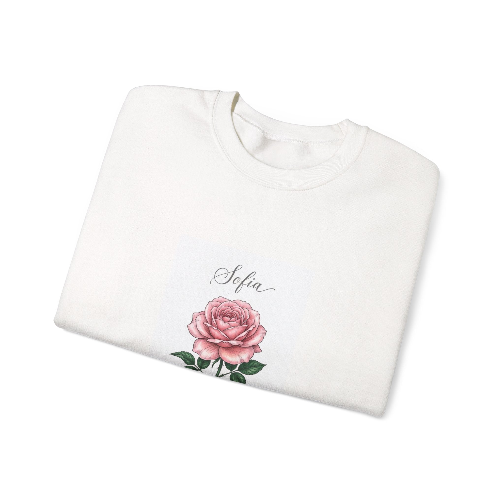 Personalized Birth Flower Rose Sweatshirt | Botanical, Watercolor, Custom Name