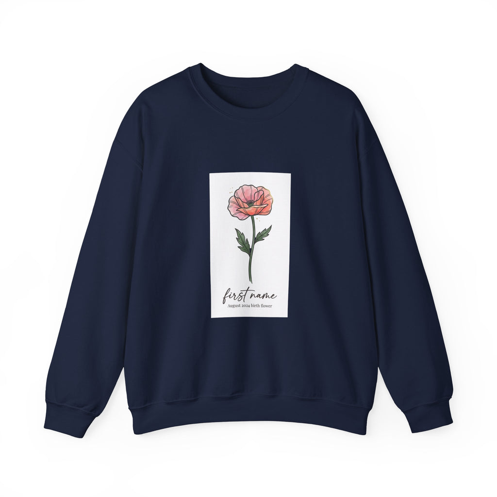 Birth Month Flower Crewneck, Personalized Botanical Watercolor Sweatshirt | Custom Name