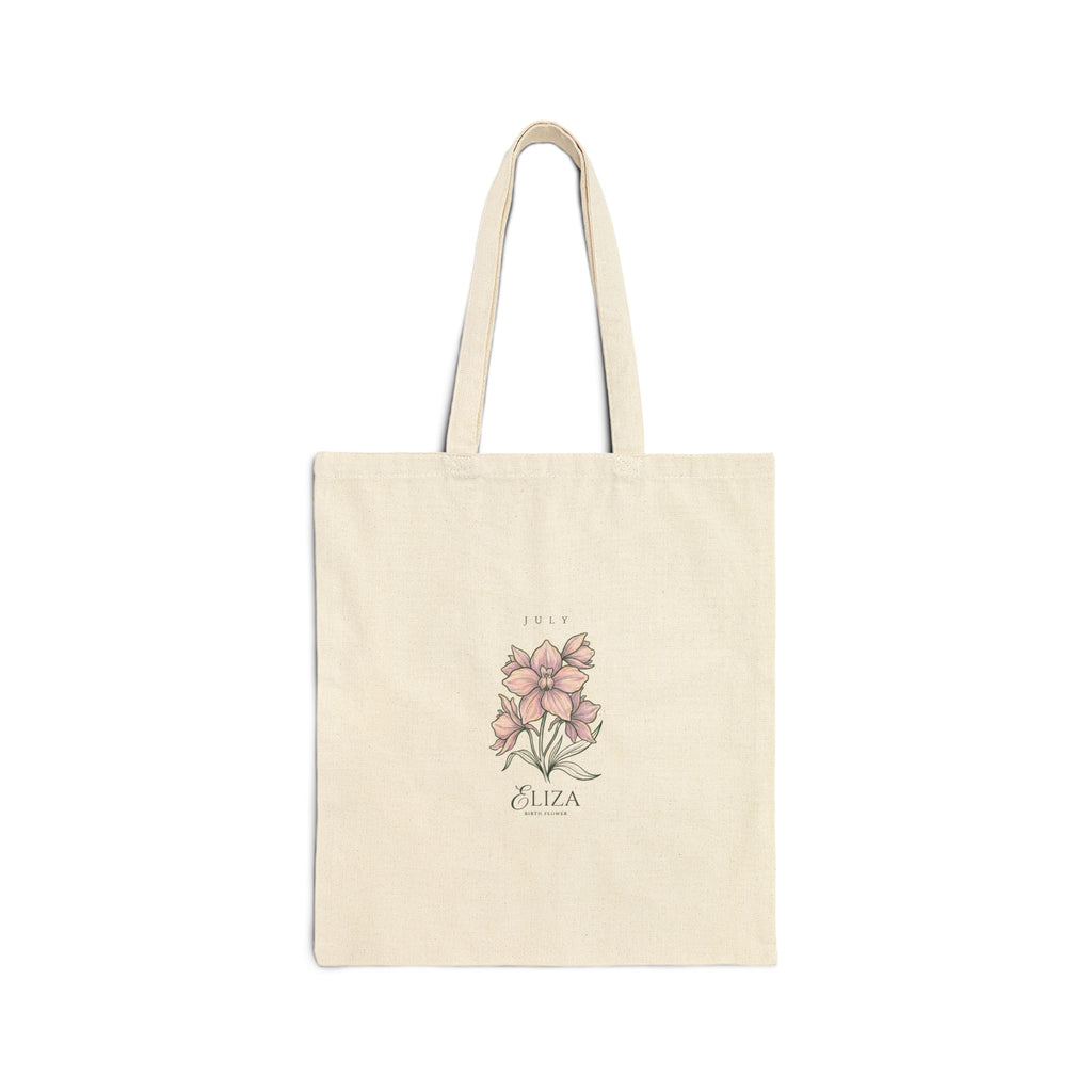 Birth Month Flower Tote | Botanical Watercolor, Personalized Name