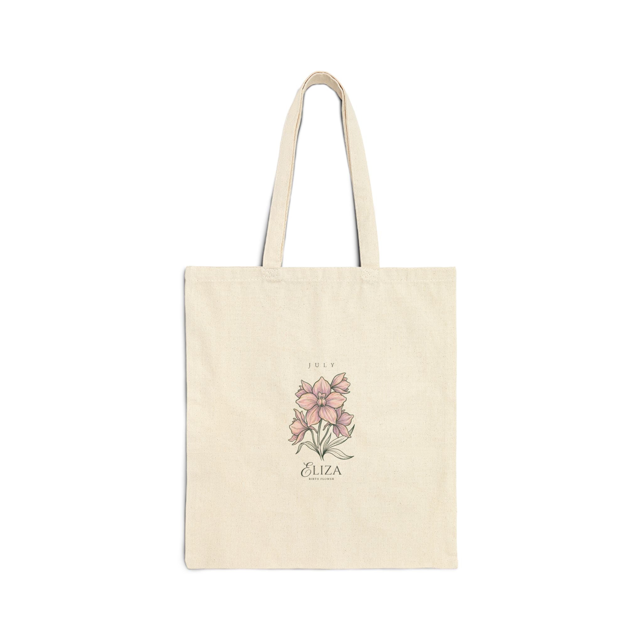 Birth Month Flower Tote | Botanical Watercolor, Personalized Name