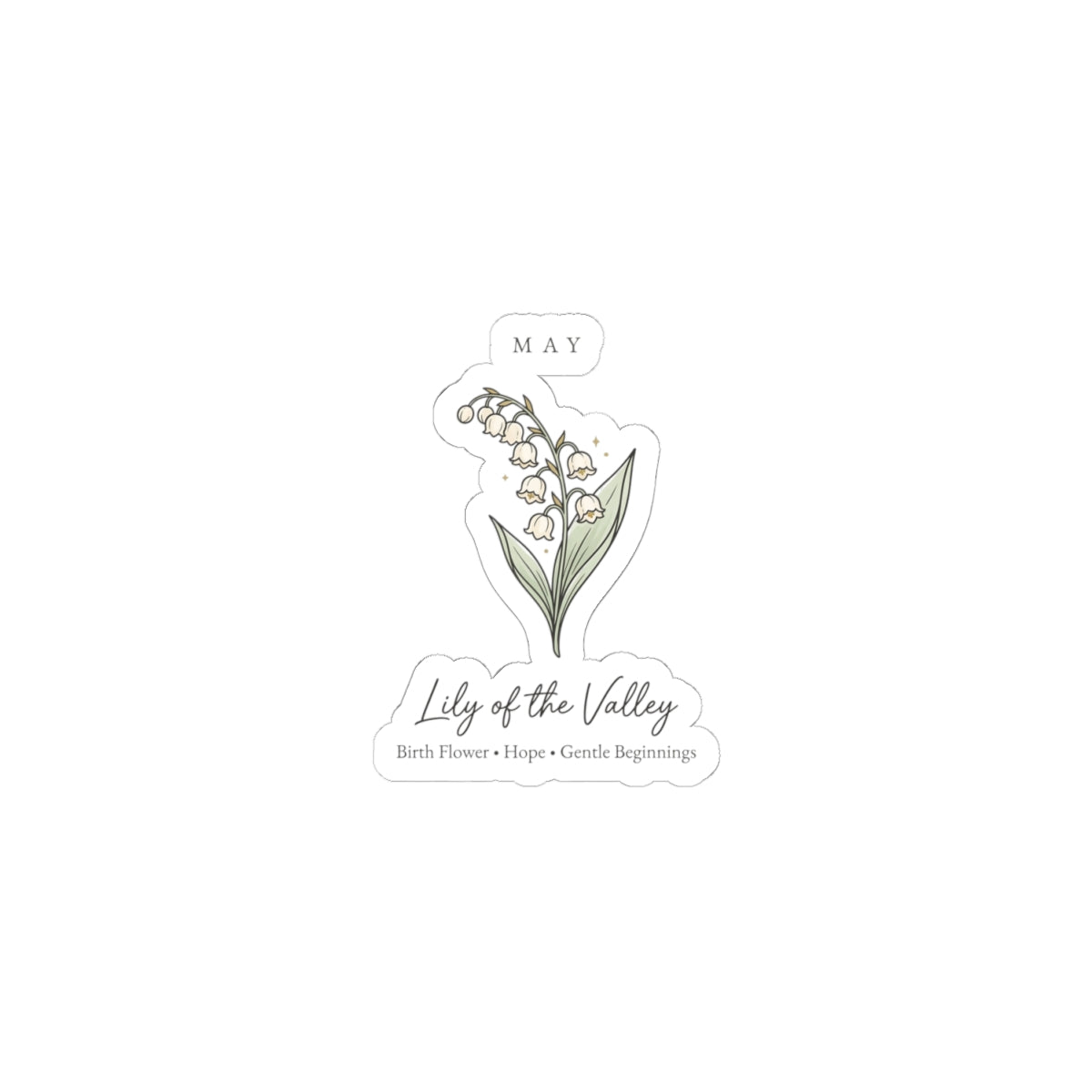 May Lily of the Valley Sticker | Birth Month Flower, Botanical Line Art