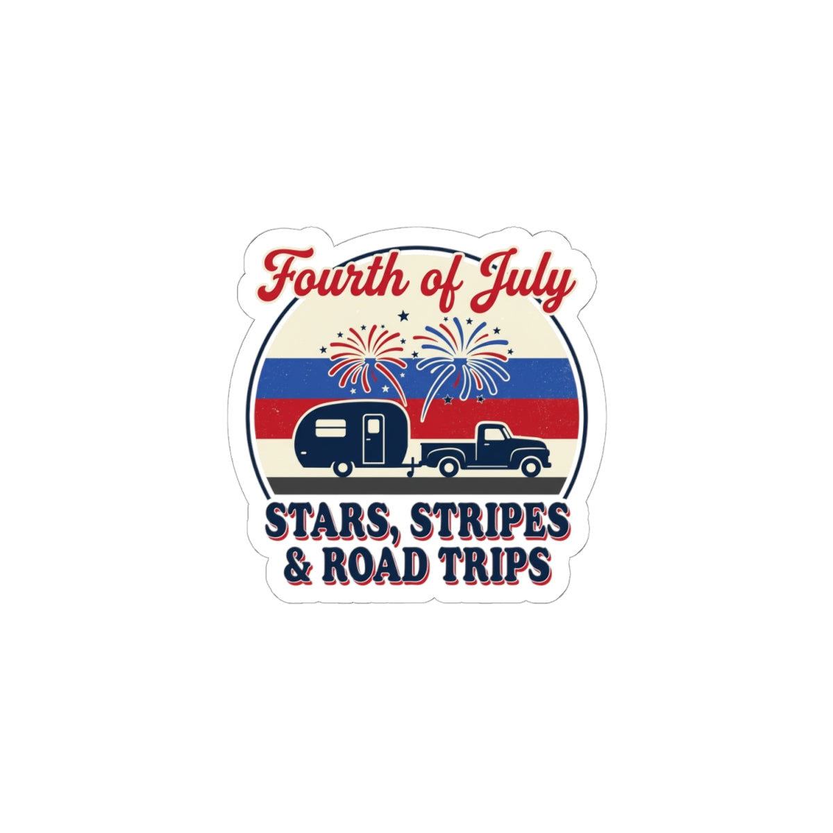 Fourth of July Road Trip Sticker | vintage Americana, red white blue