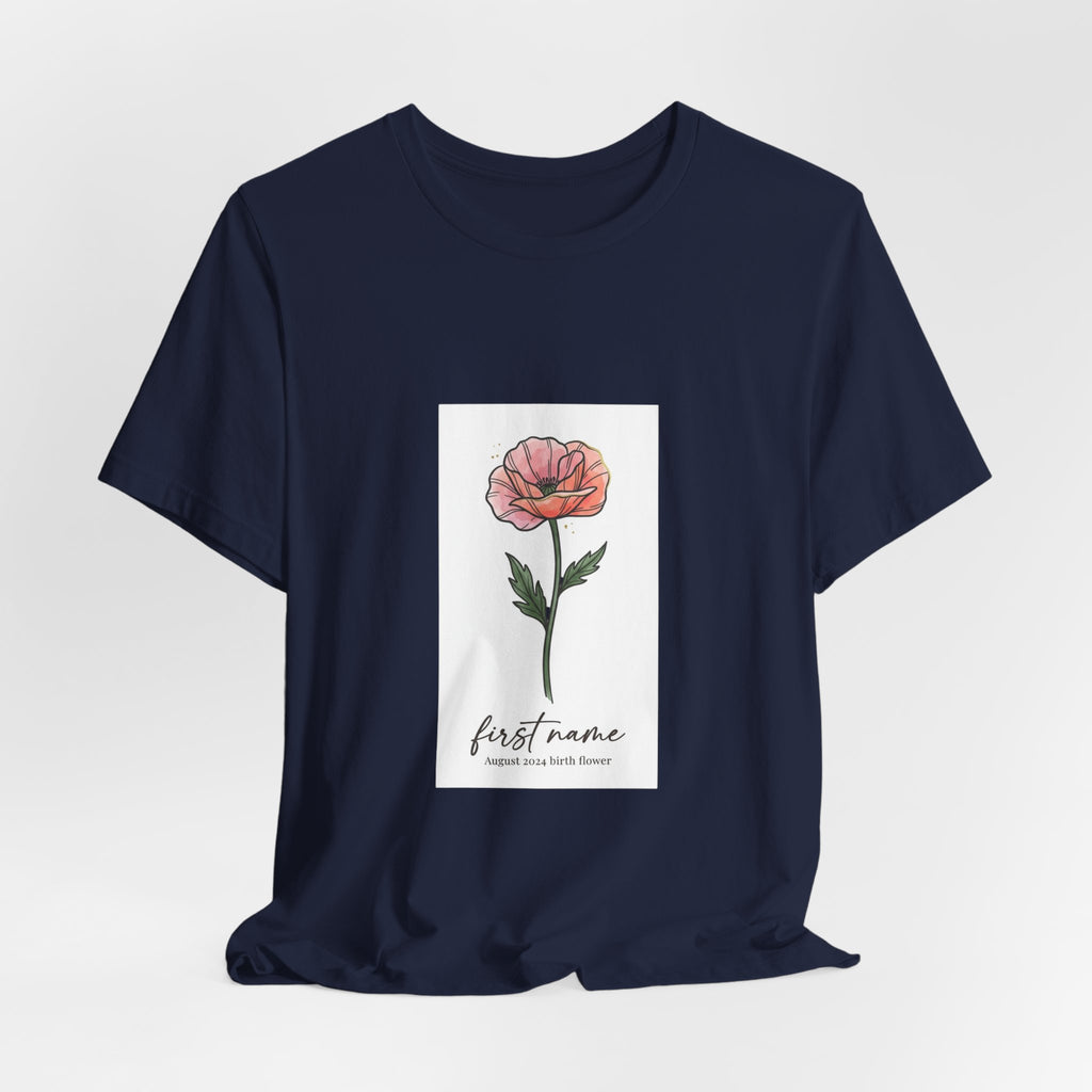 Birth Month Flower Tee | Personalized Botanical Watercolor, Custom Name