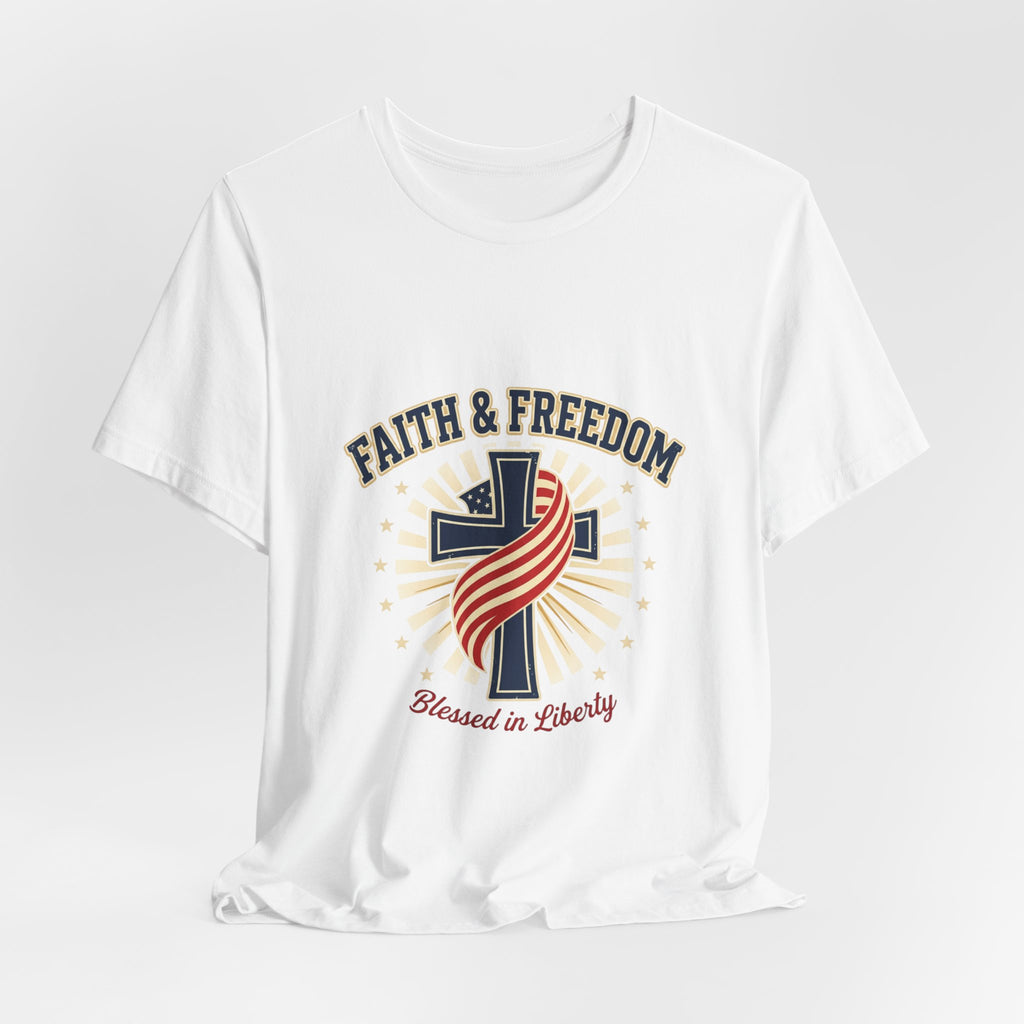 Faith & Freedom Cross Tee | patriotic, faith-based July 4th vintage Americana