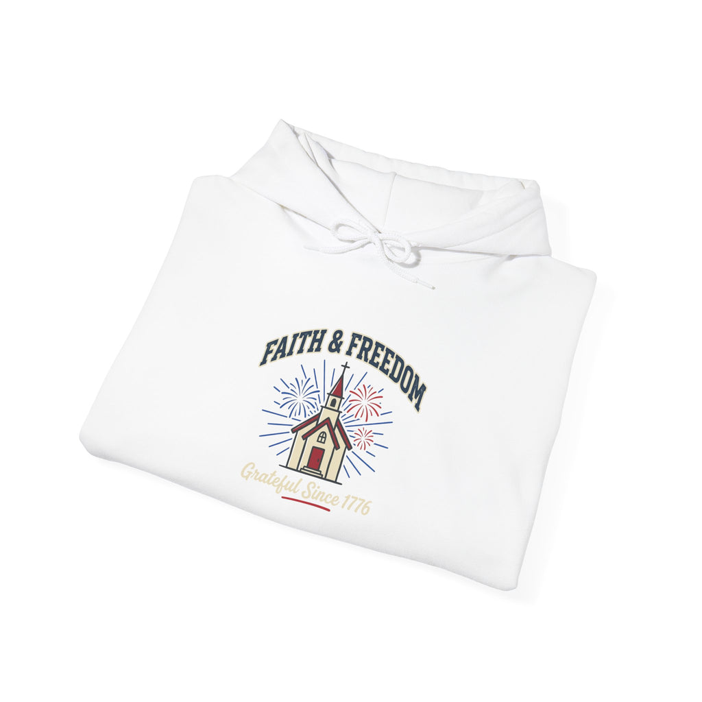 Faith & Freedom Church Graphic Hoodie | patriotic, faith-based, vintage Americana
