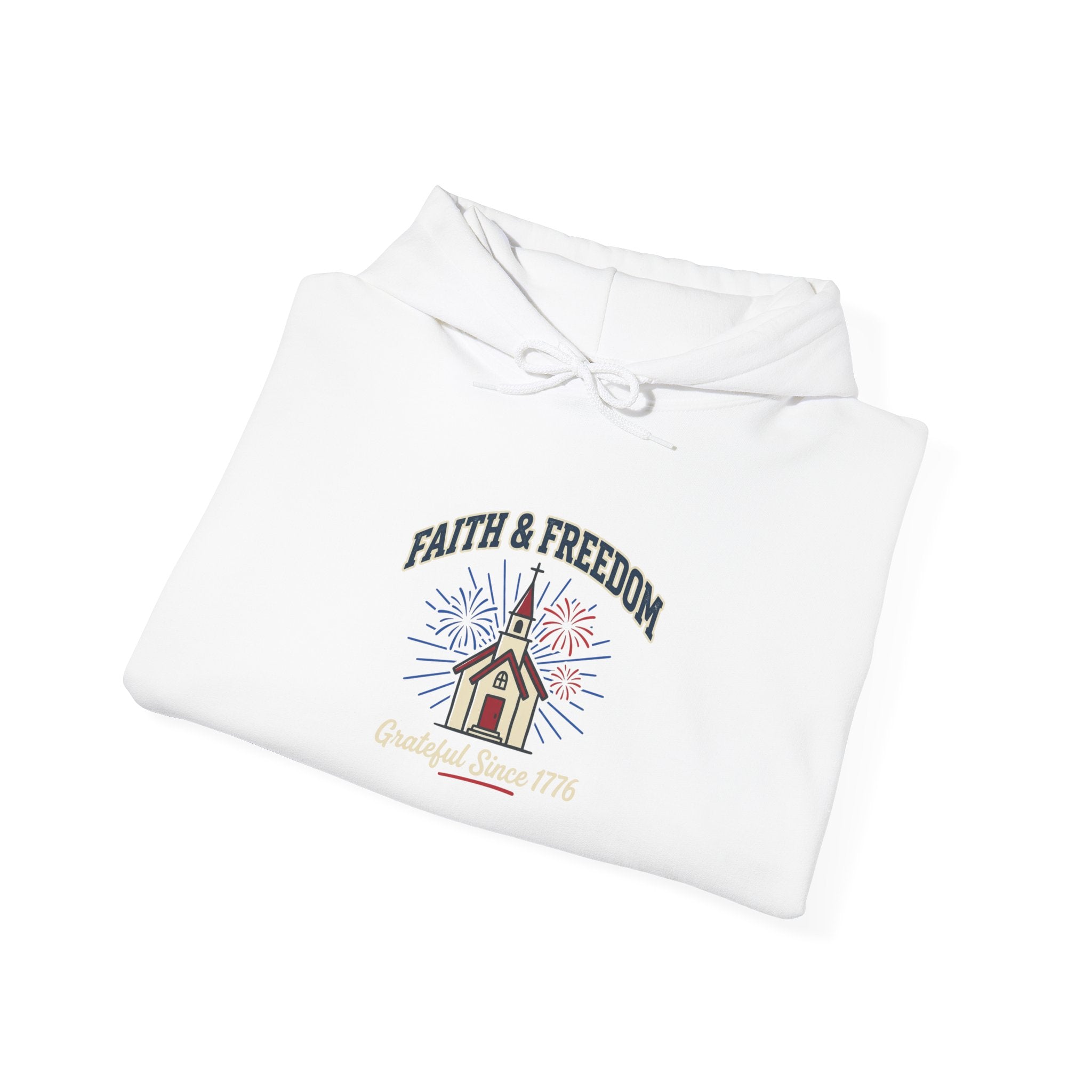 Faith & Freedom Church Graphic Hoodie | patriotic, faith-based, vintage Americana