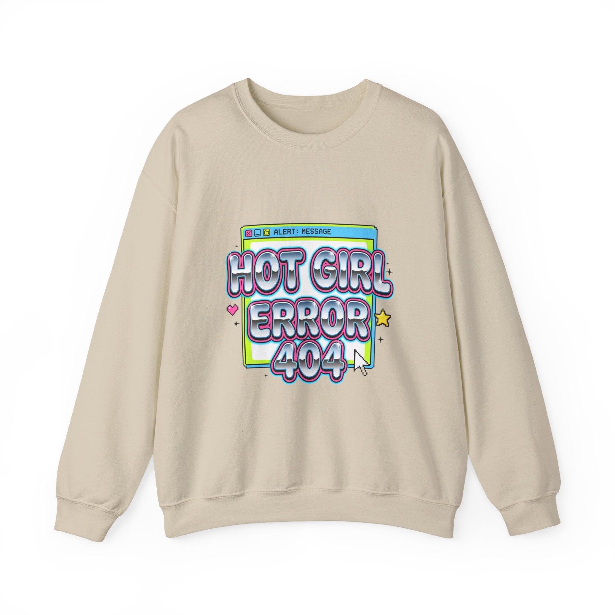 Hot Girl Error 404 Sweatshirt | Y2K slogan, cyber glitter, hot pink accents