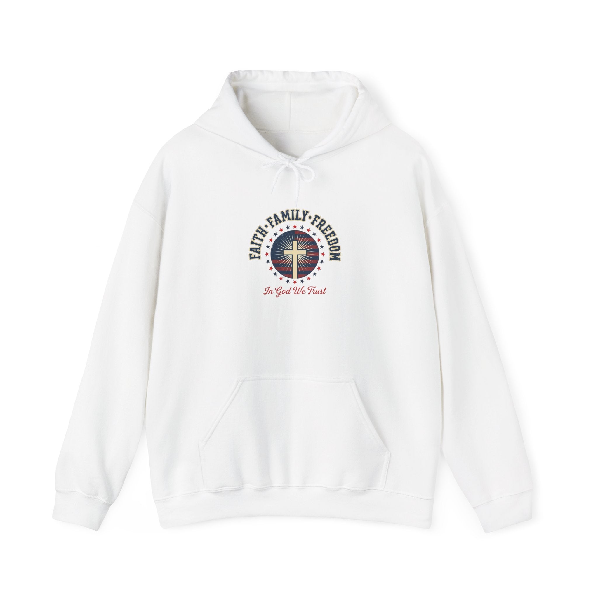 Faith·Family·Freedom Hoodie | Faith-based Patriotic, Vintage Americana