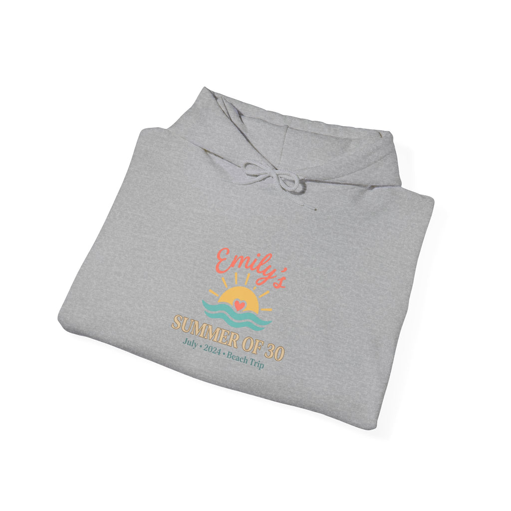 Custom Summer of Age Hoodie | pastel bow motif, birthday trip keepsake