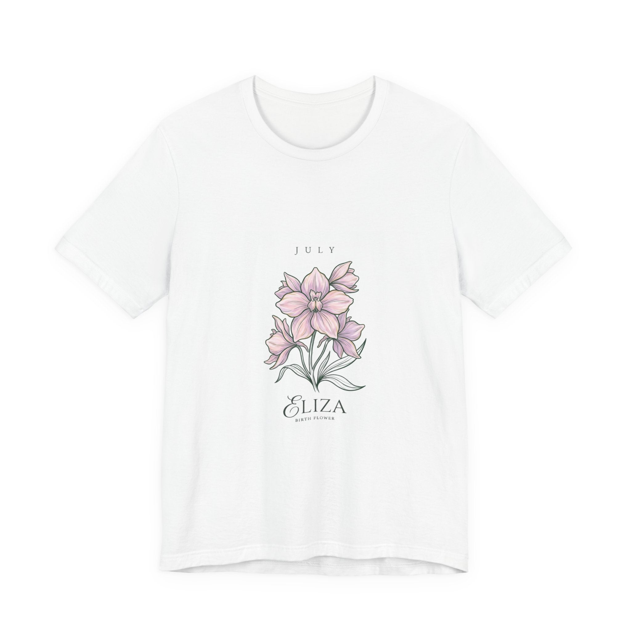 July Birth Flower Tee | Personalized Botanical Watercolor, Custom Name