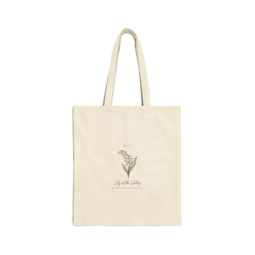 Lily of the Valley Birth Month Flower Tote, Botanical Watercolor, Personalized