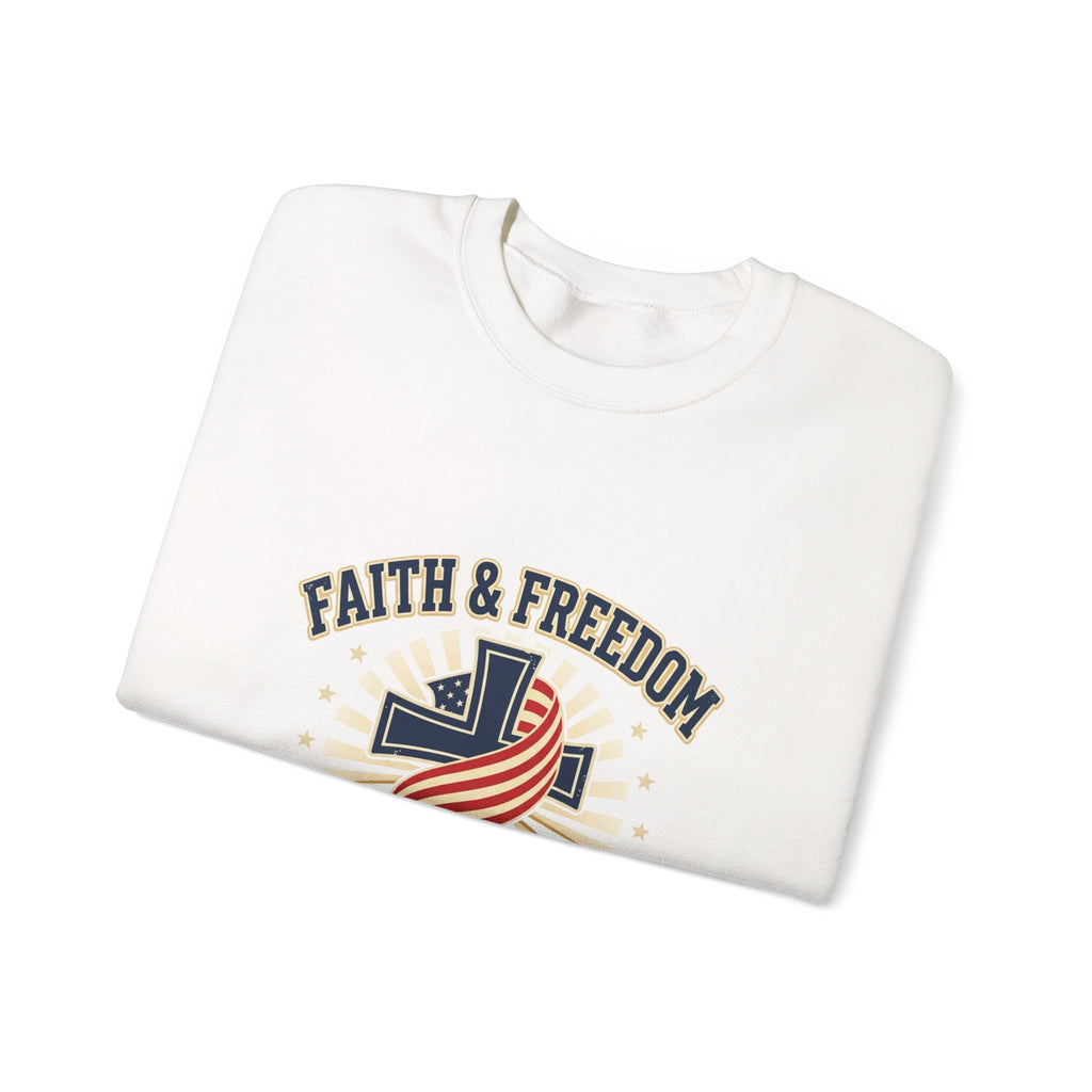 Faith & Freedom cross crewneck Sweatshirt | patriotic, faith-based, vintage Americana