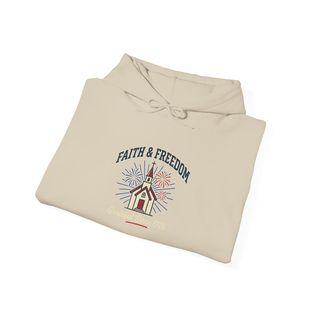 Faith & Freedom Church Graphic Hoodie | patriotic, faith-based, vintage Americana