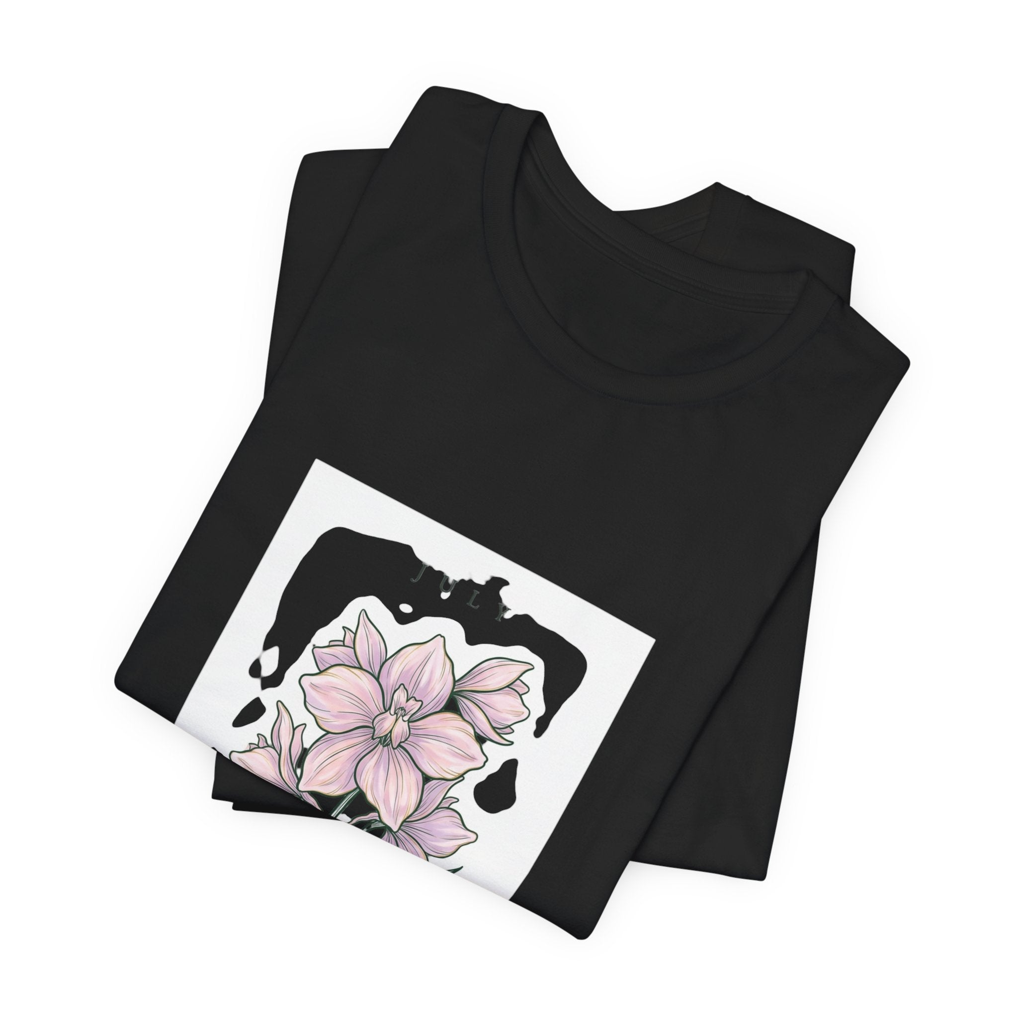 July Birth Flower Tee | Personalized Botanical Watercolor, Custom Name
