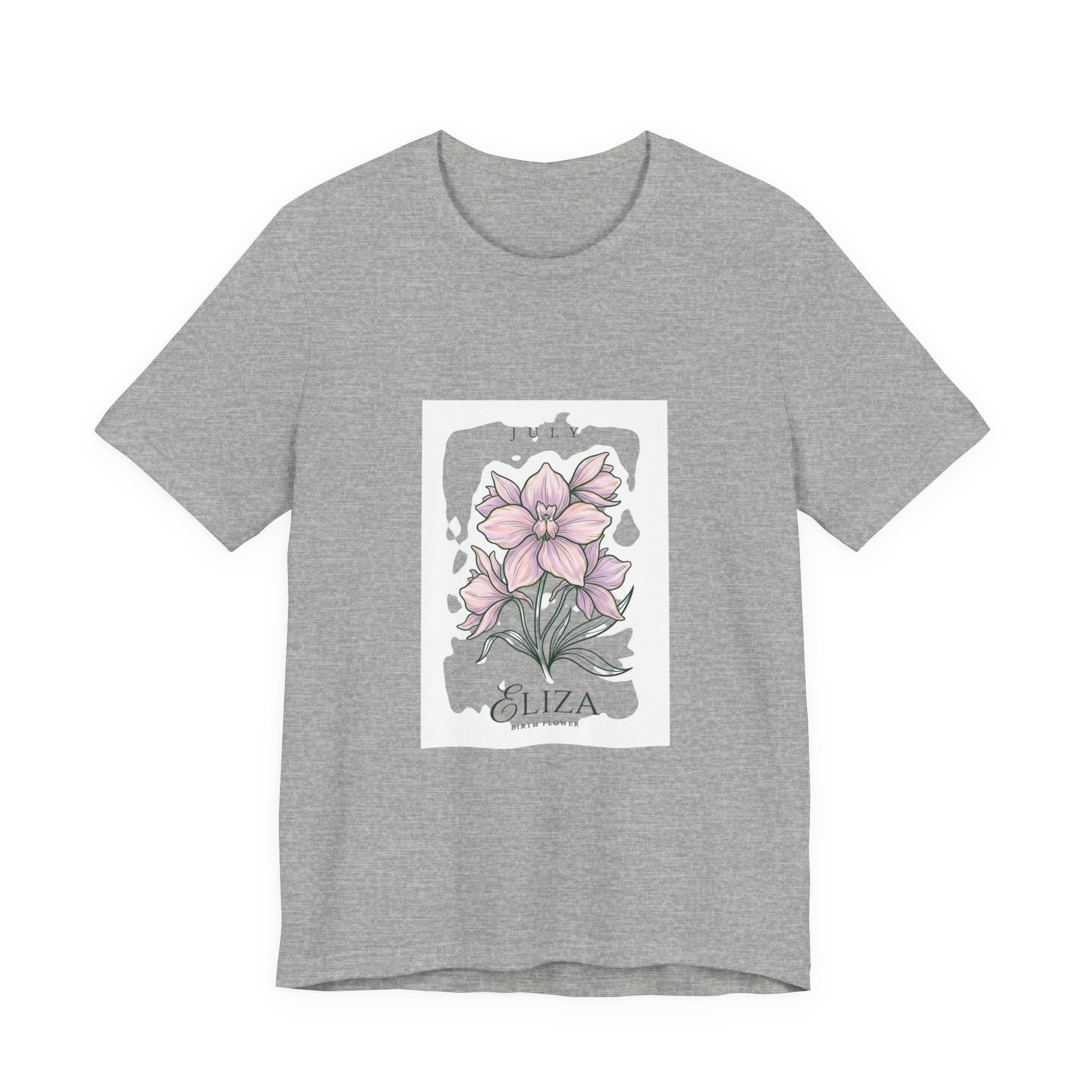 July Birth Flower Tee | Personalized Botanical Watercolor, Custom Name