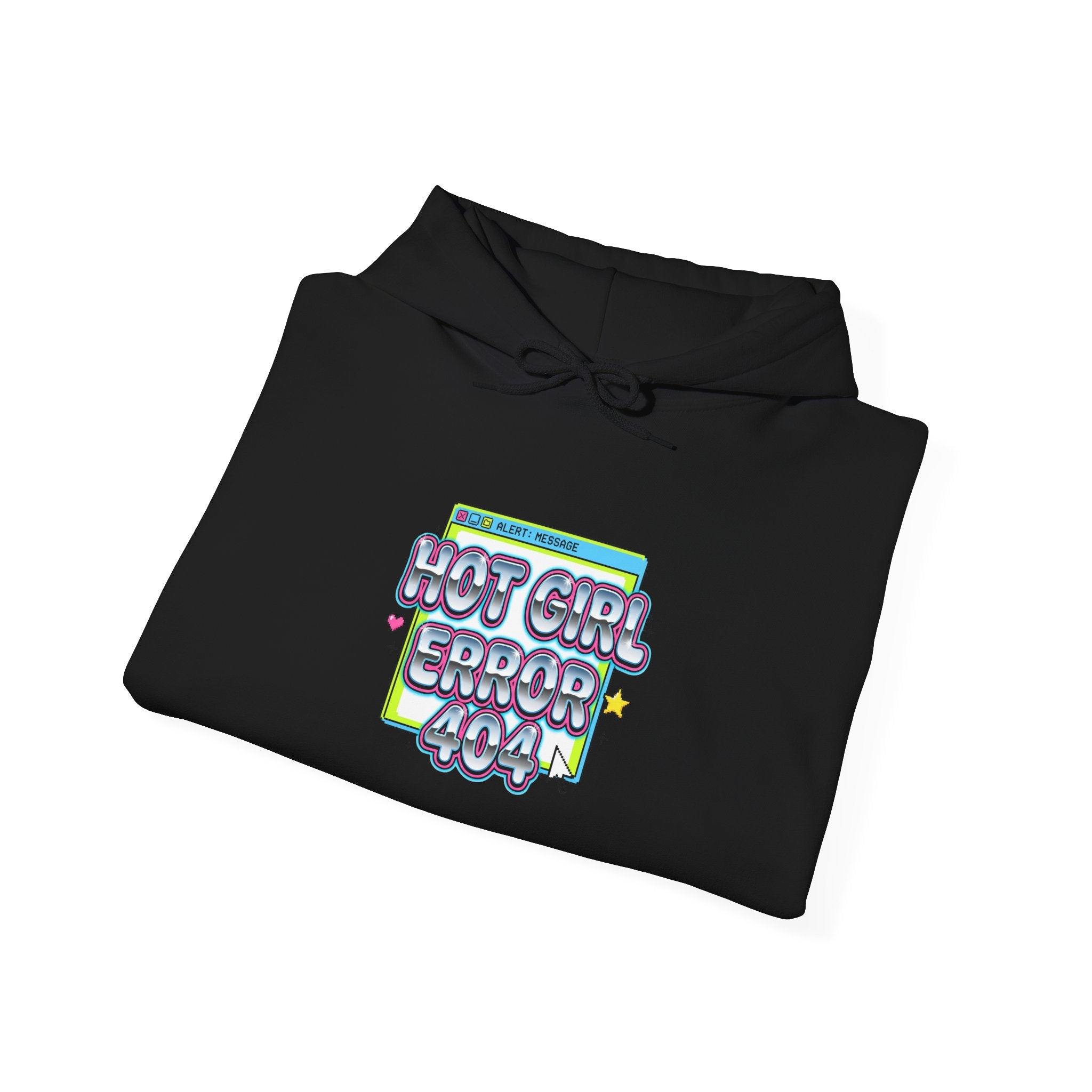 Hot Girl Error 404 Hoodie | Y2K slogan, cyber bubble font, hot pink accents