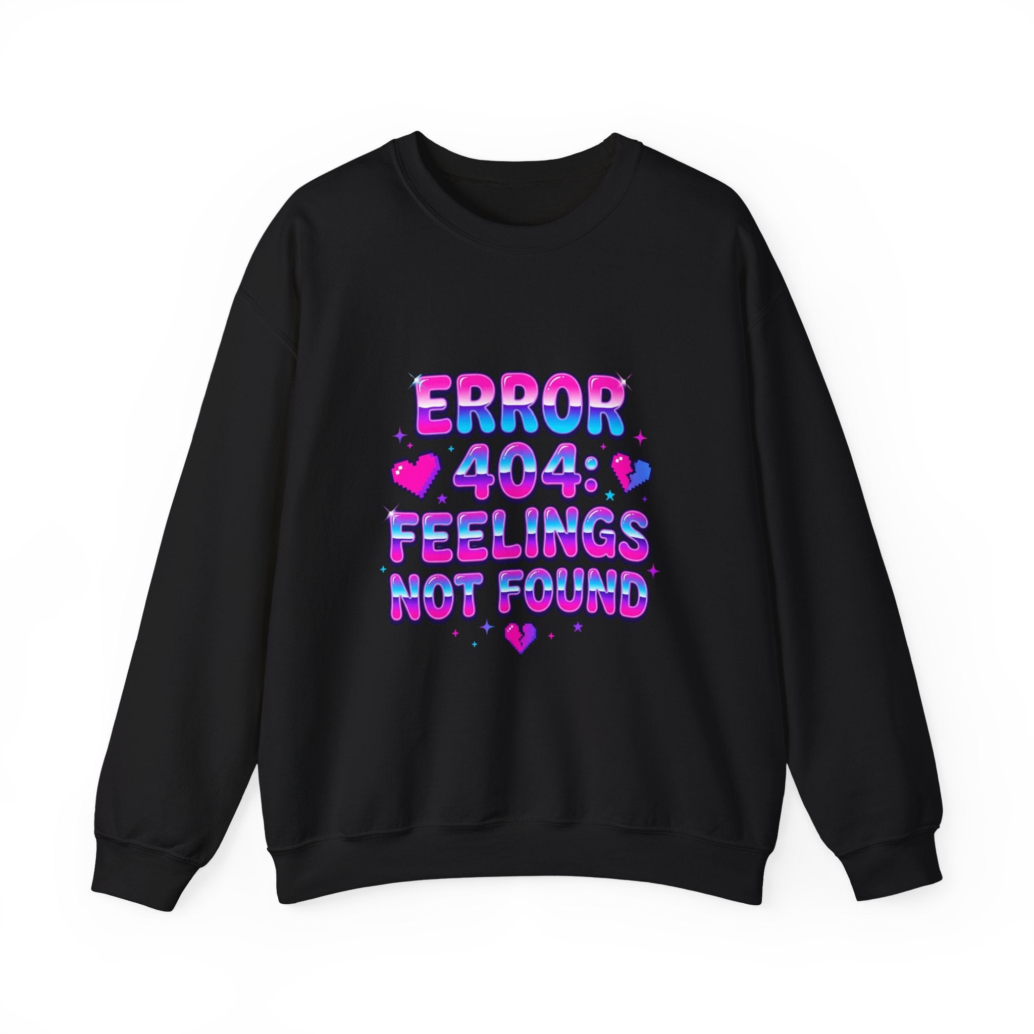 Error 404 Feelings Not Found Sweatshirt | Y2K slogan, bubblegum glitter style