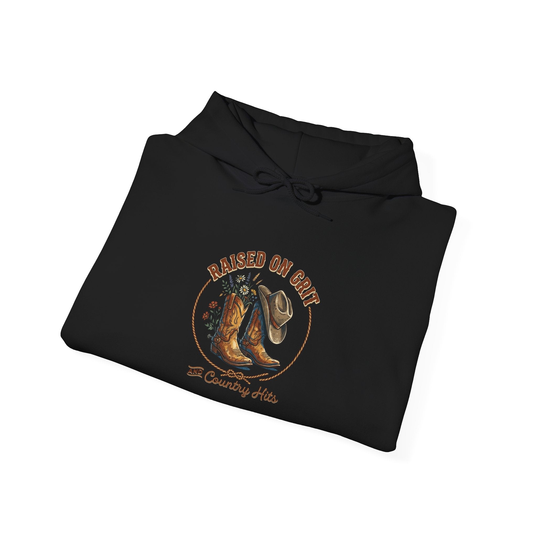 Raised on Grit Cowboy Boots Hoodie | western, rustic