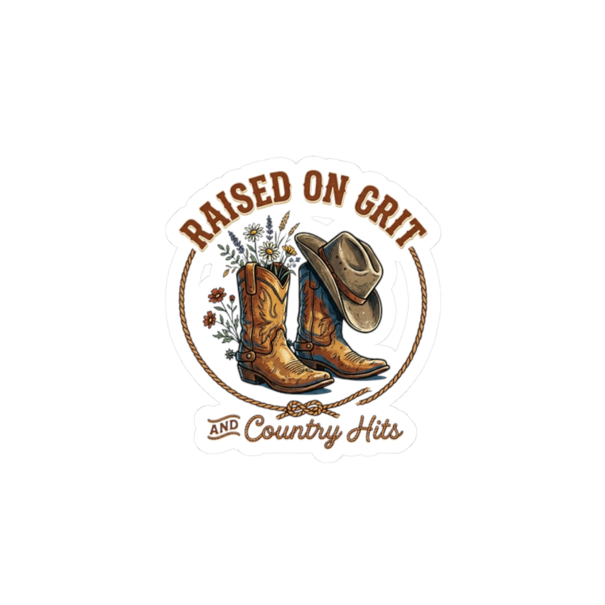 Raised on Grit Cowgirl Boots Sticker | Western, Rustic Prairie