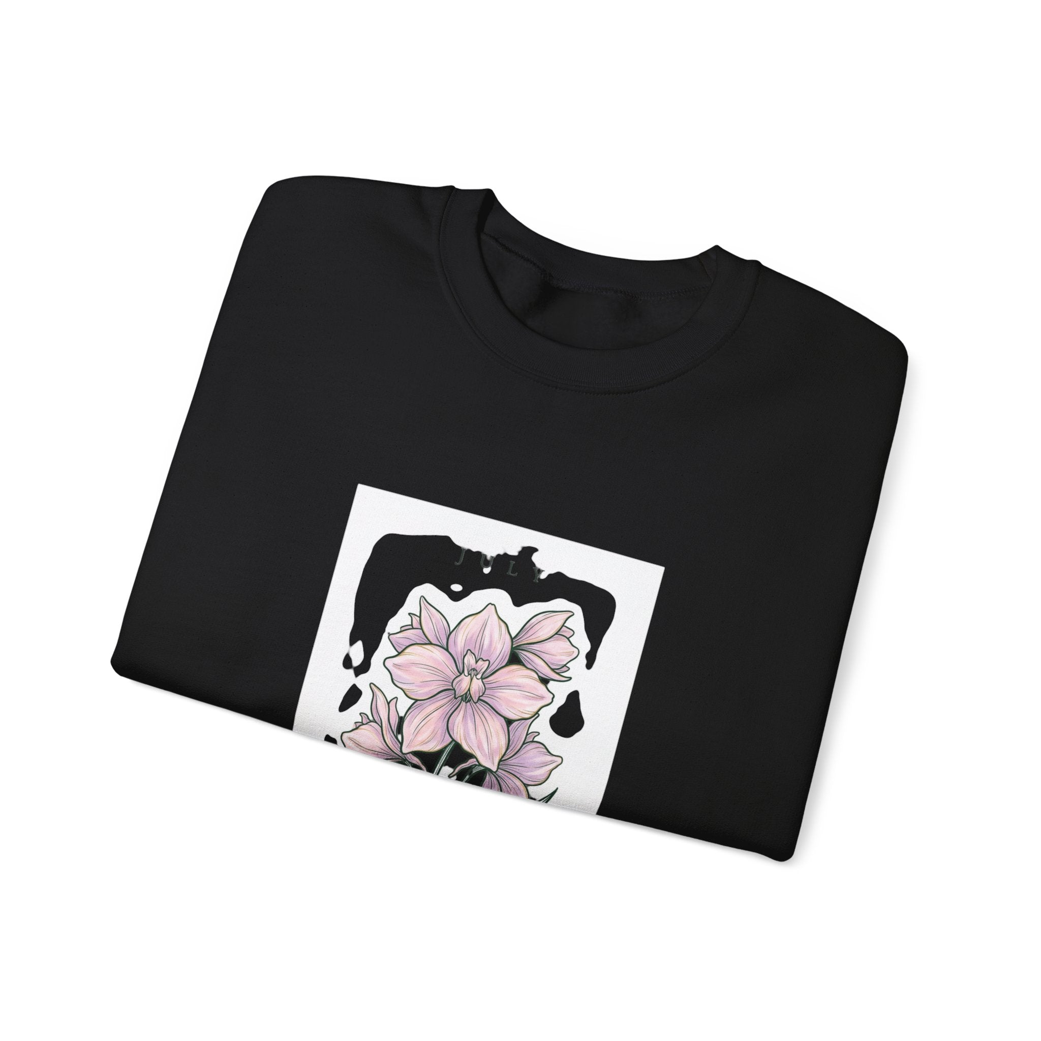 July Birth Flower Crewneck Sweatshirt | Botanical Watercolor, Personalized Name