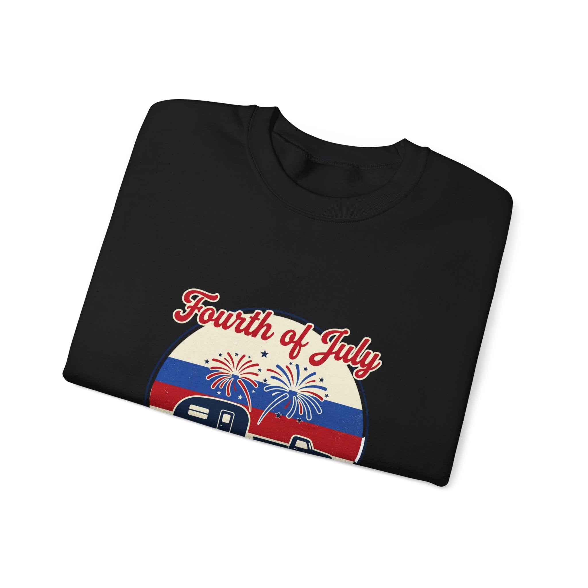 Fourth of July RV Road Trip Sweatshirt | vintage USA, red white blue