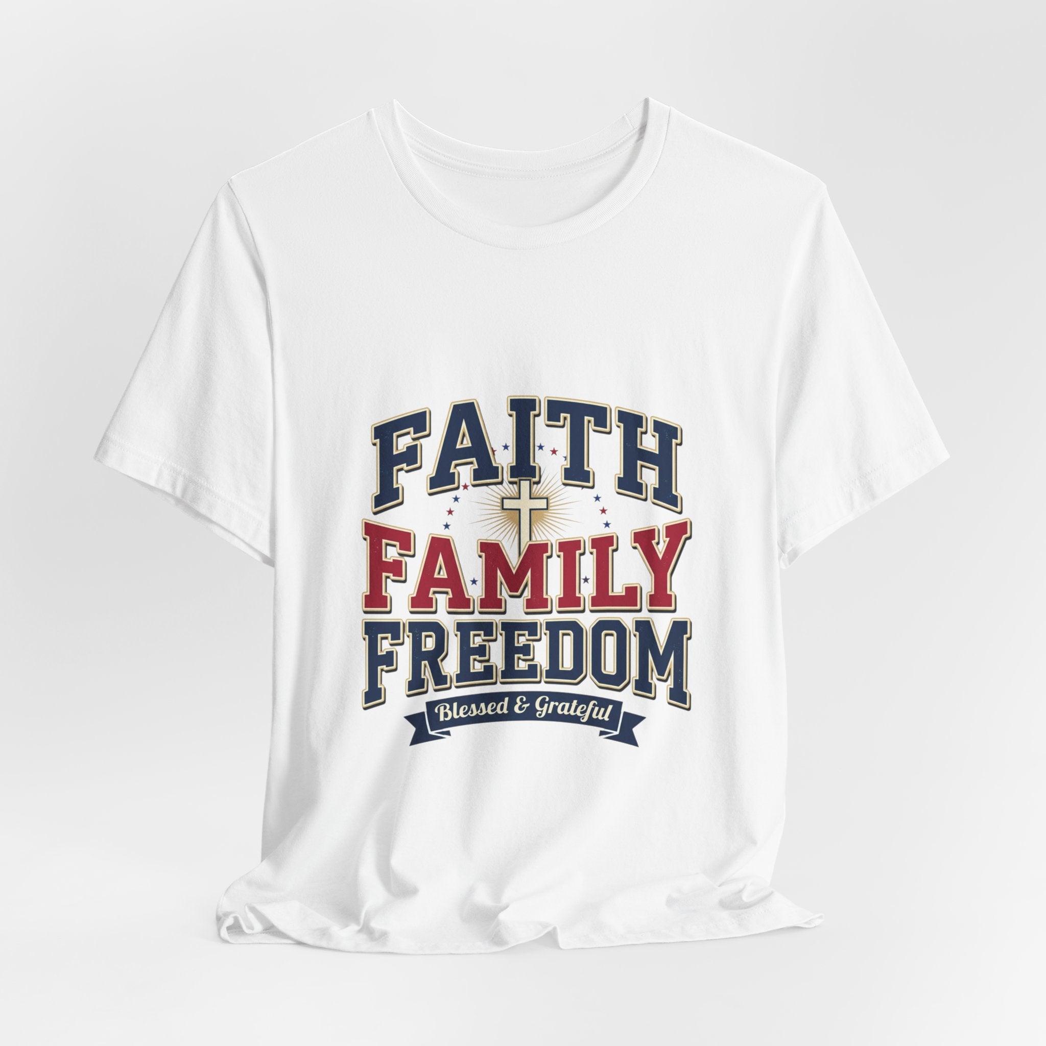 Faith Family Freedom Tee | Faith-based Patriotic July 4th, Vintage Americana