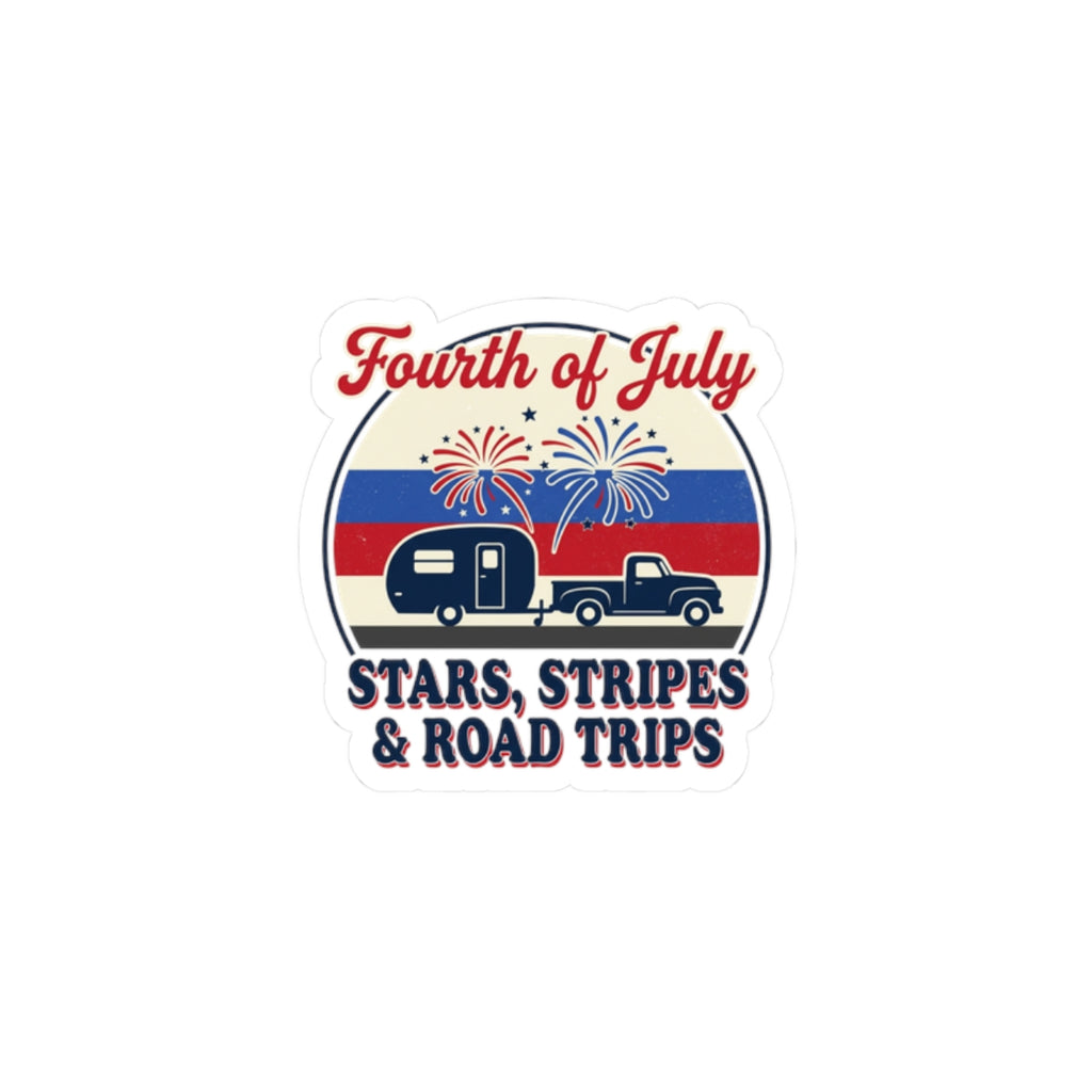 Fourth of July Road Trip Sticker | vintage Americana, red white blue