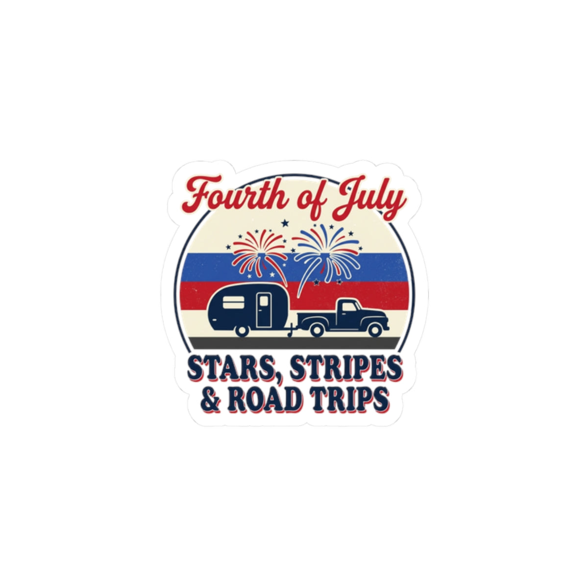 Fourth of July Road Trip Sticker | vintage Americana, red white blue