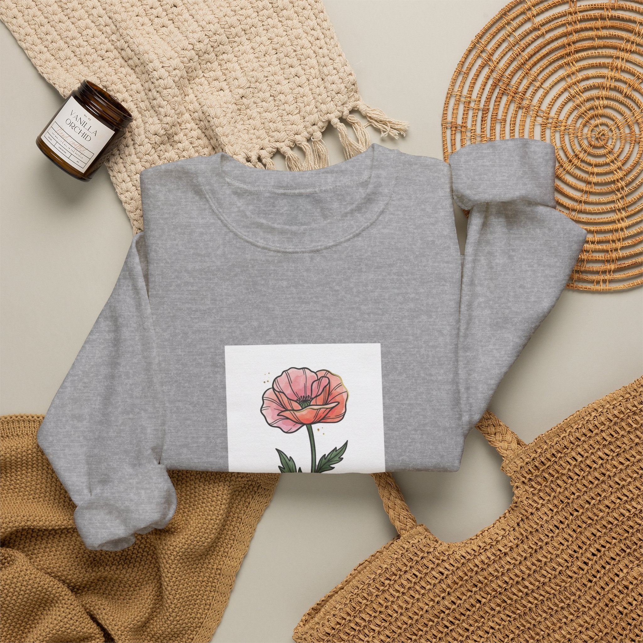 Birth Month Flower Crewneck, Personalized Botanical Watercolor Sweatshirt | Custom Name