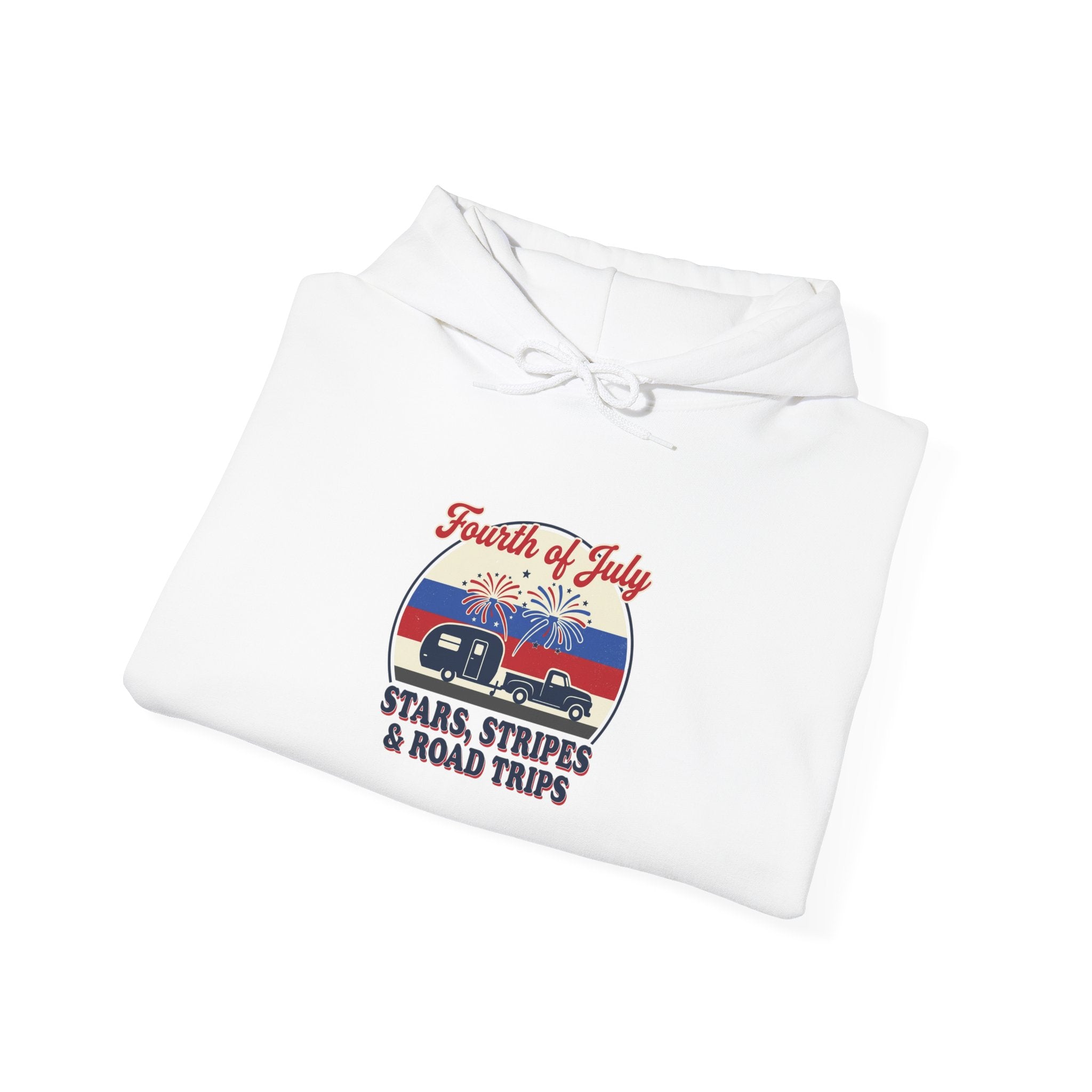 Stars & Road Trips Hoodie | vintage Americana, red white blue