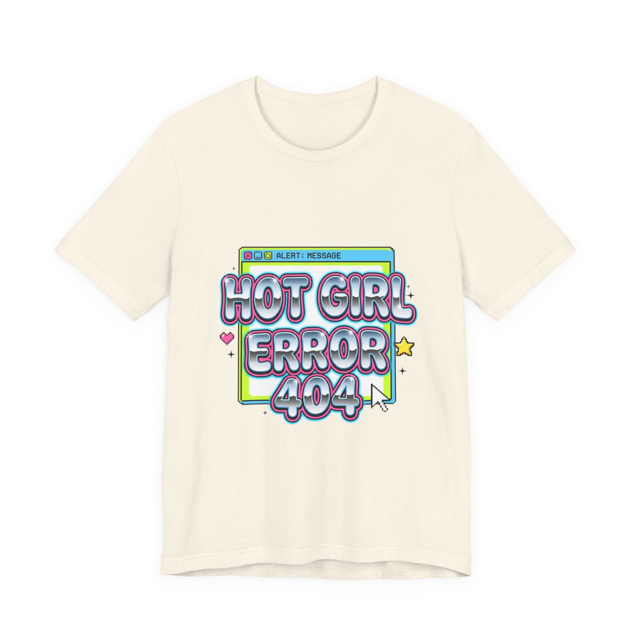 Hot Girl Error 404 Tee | Y2K slogan, cyber glitter, bubblegum pink