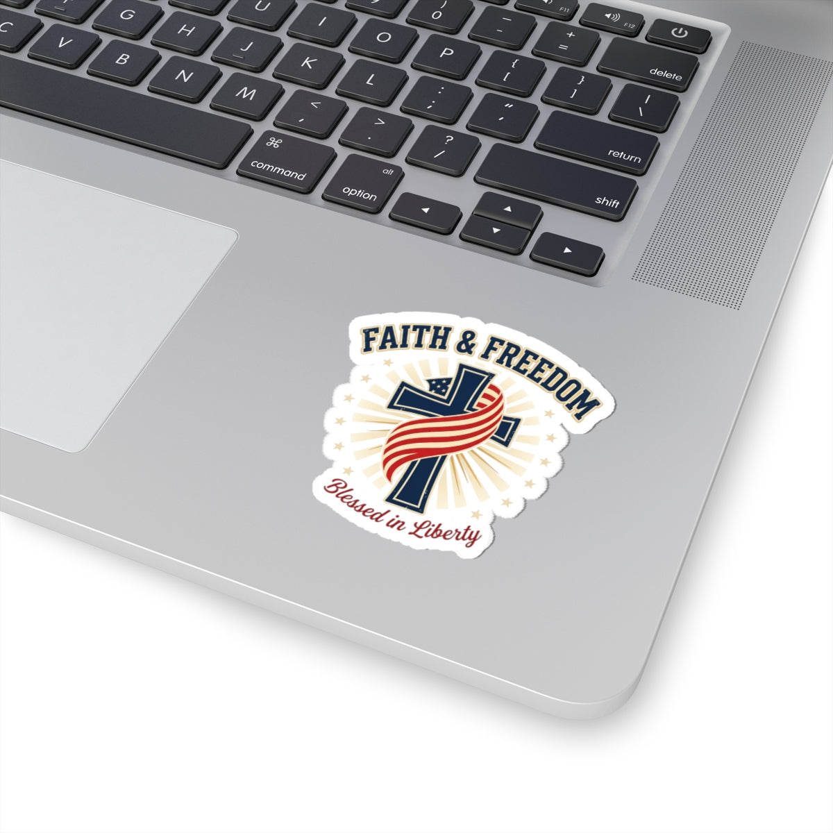 Faith & Freedom Cross Sticker | Patriotic, Faith-Based 4th of July