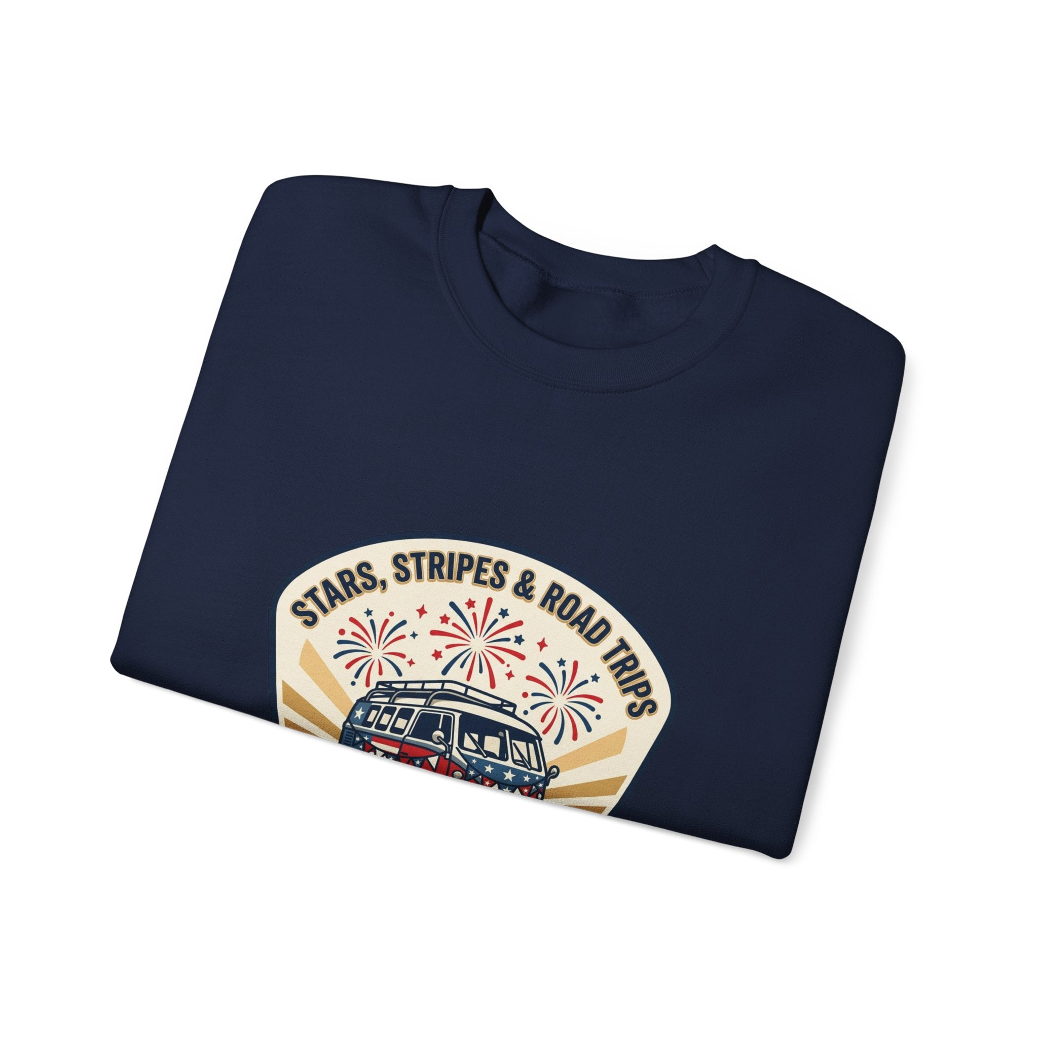 Retro VW Camper Fourth of July Sweatshirt | vintage USA, red white blue