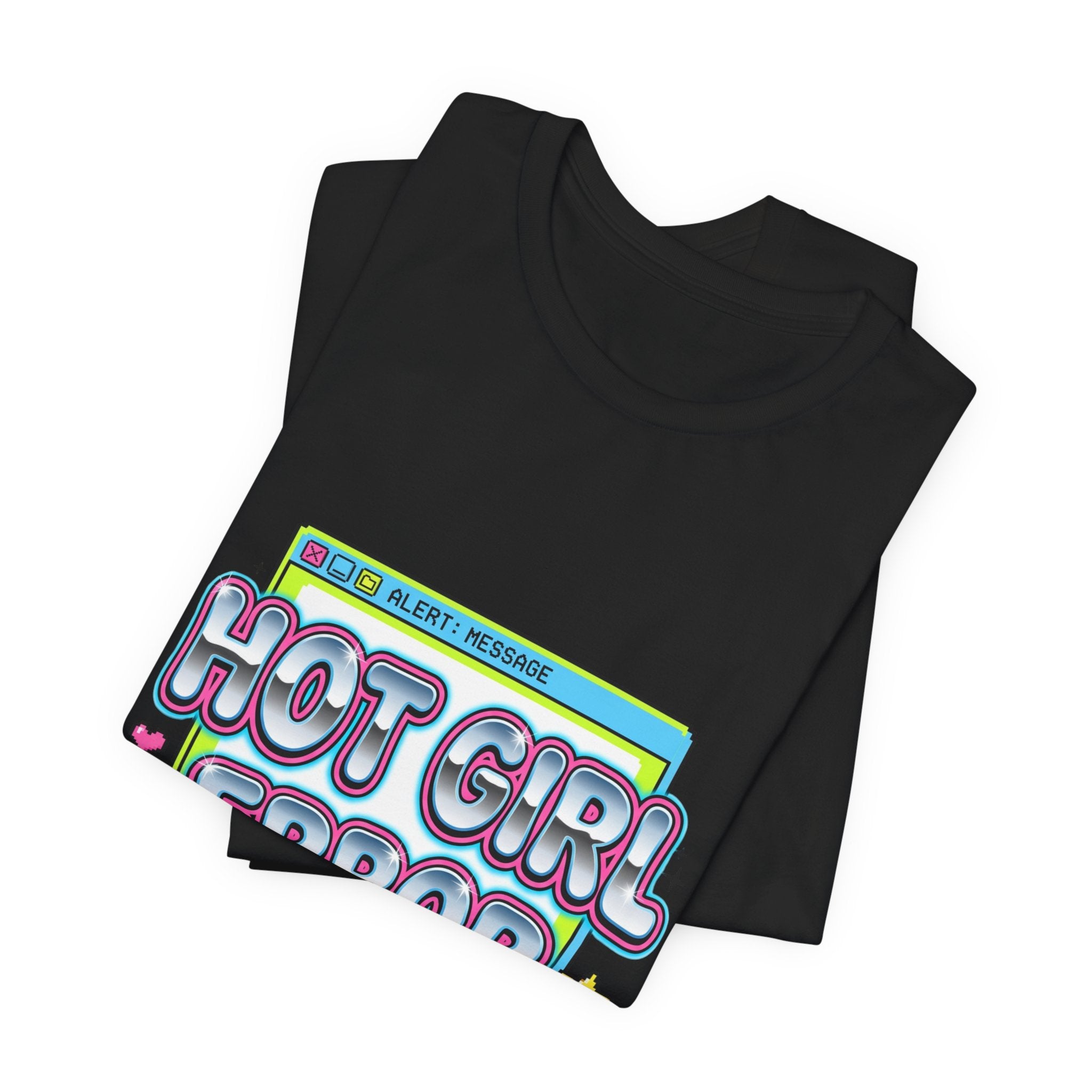 Hot Girl Error 404 Tee | Y2K slogan, cyber glitter, bubblegum pink