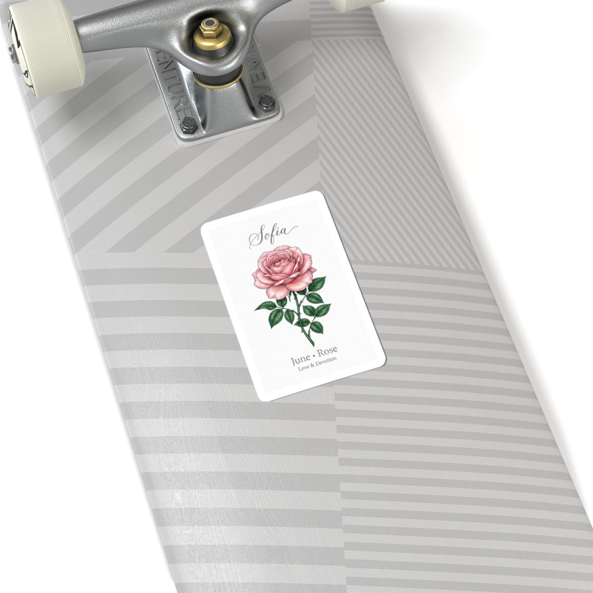 June Rose Birth Flower Sticker | Personalized Botanical, Watercolor Name
