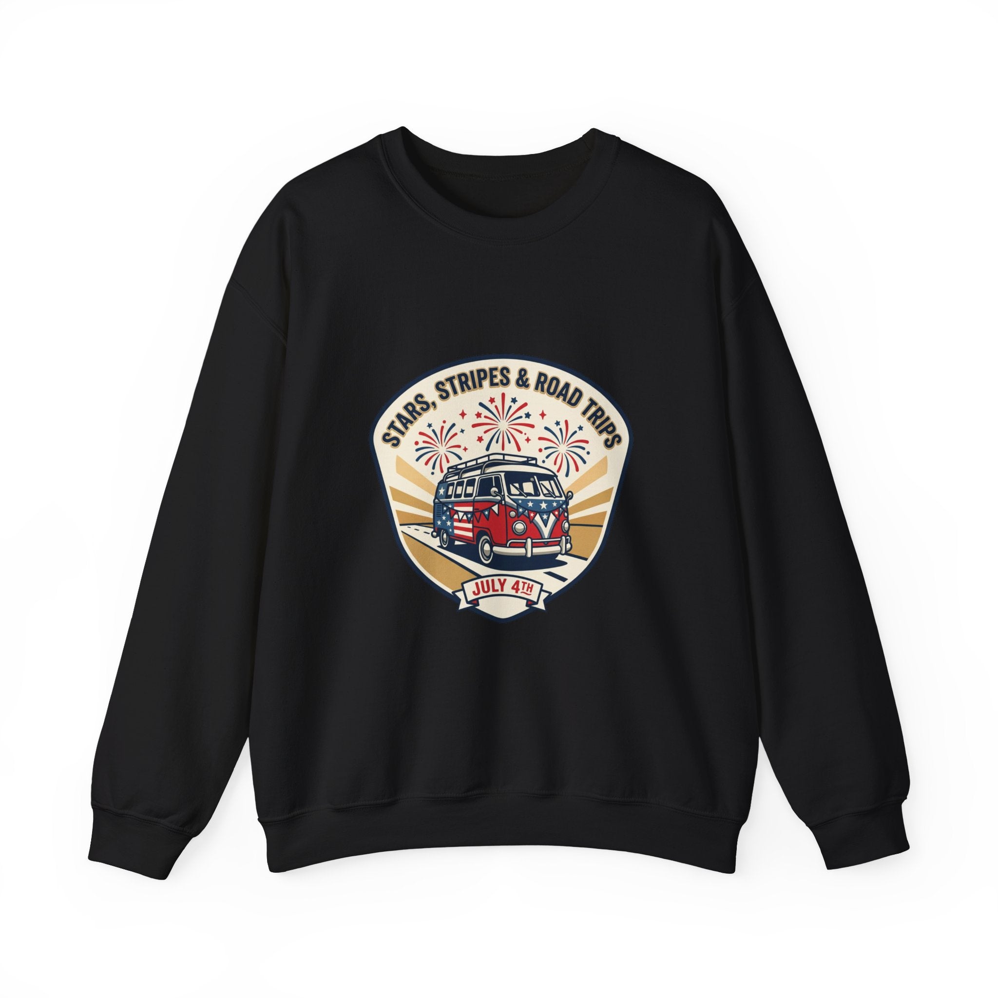 Retro VW Camper Fourth of July Sweatshirt | vintage USA, red white blue