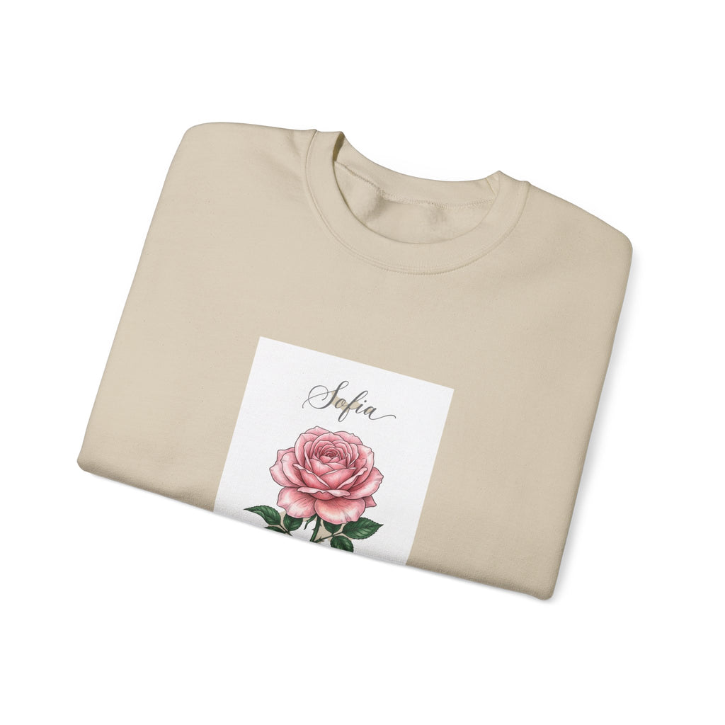 Personalized Birth Flower Rose Sweatshirt | Botanical, Watercolor, Custom Name