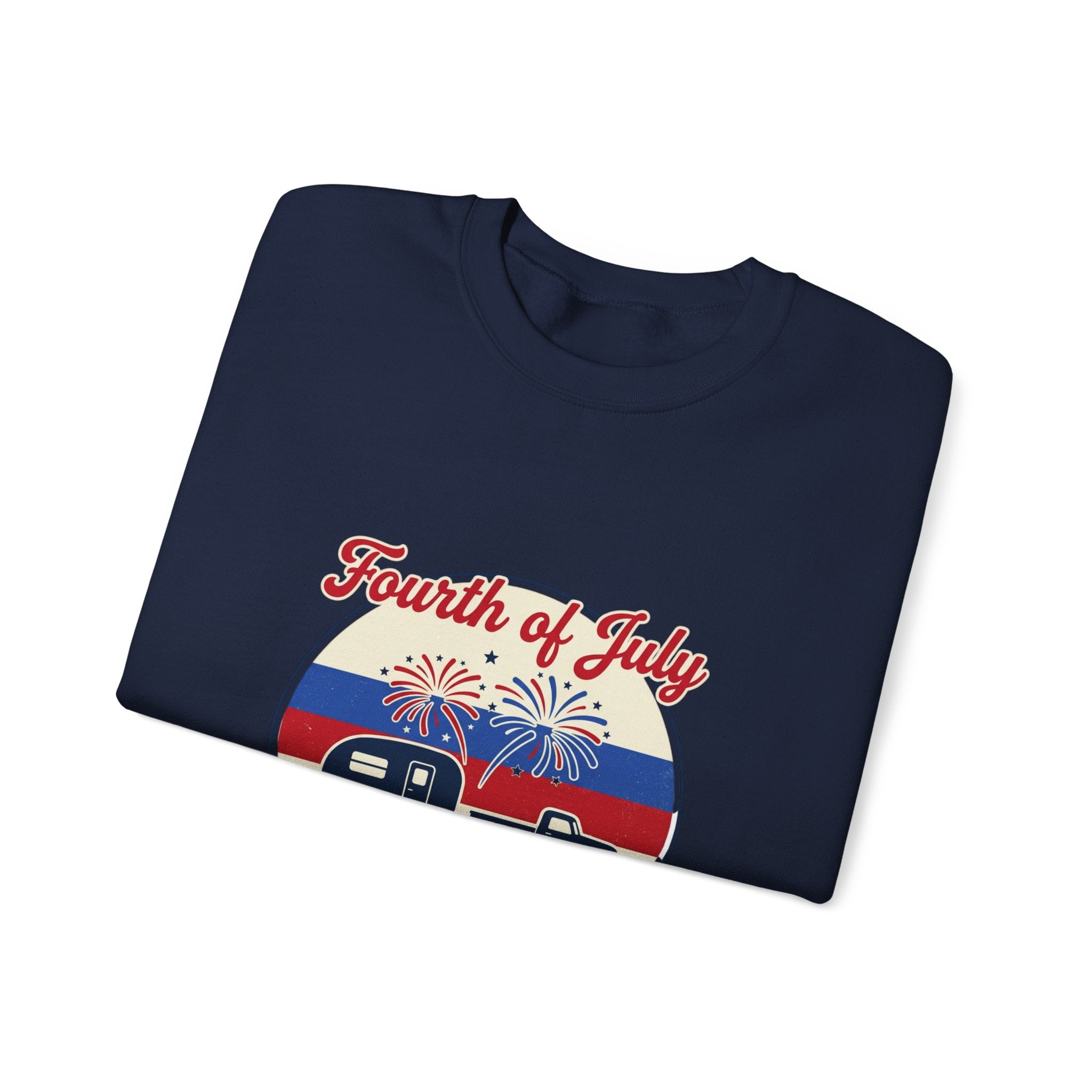 Fourth of July RV Road Trip Sweatshirt | vintage USA, red white blue