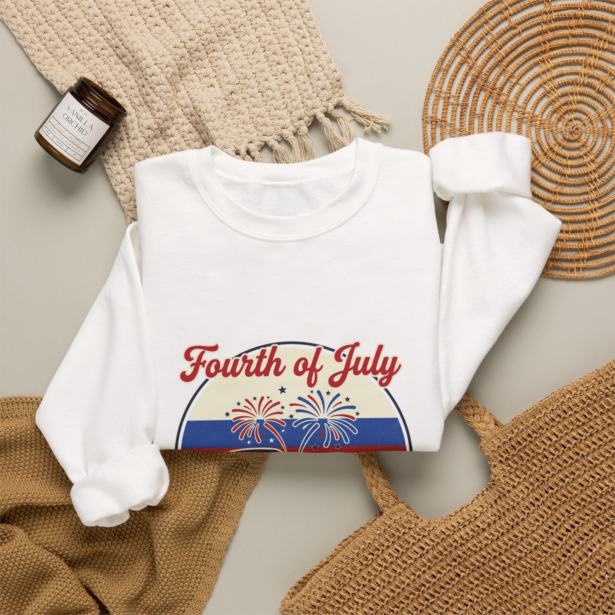 Fourth of July RV Road Trip Sweatshirt | vintage USA, red white blue