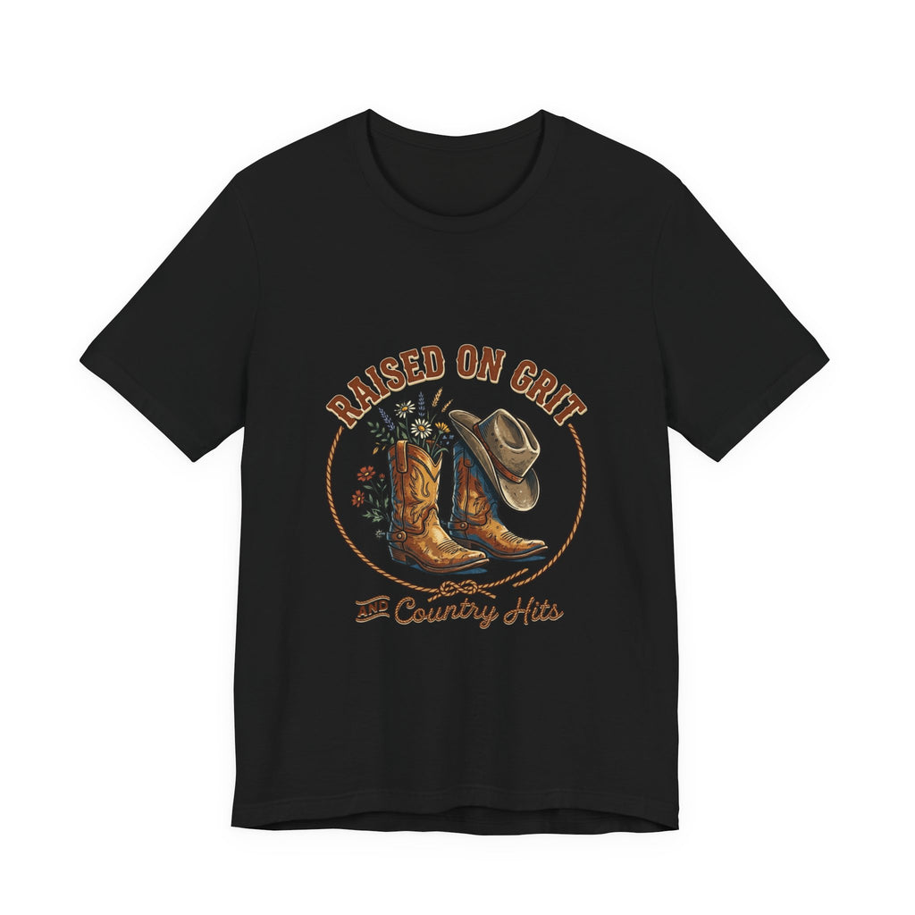Raised on Grit Cowboy Boots & Hat Tee | western ranch cowgirl rustic prairie